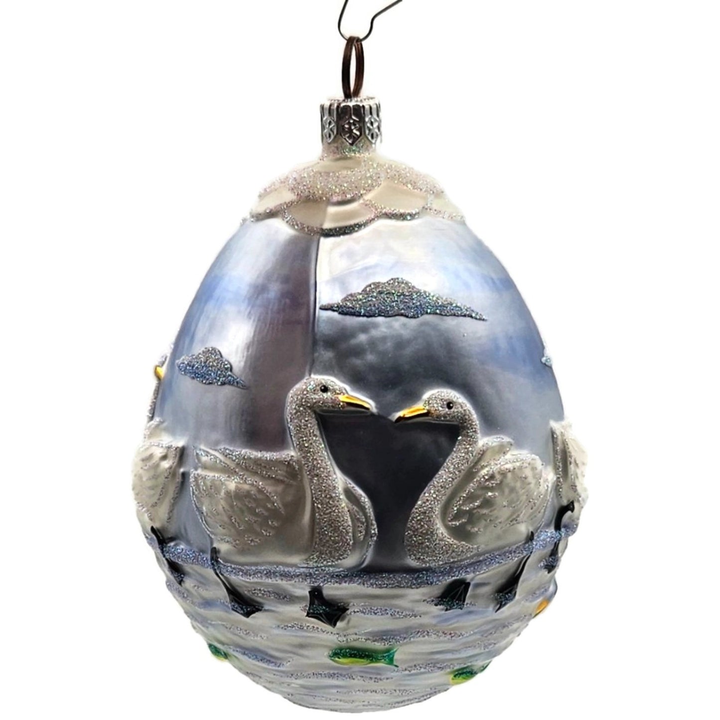 Patricia Breen Seven Swimming Swans Birds Pearl Blue 12 Days Christmas Ornament