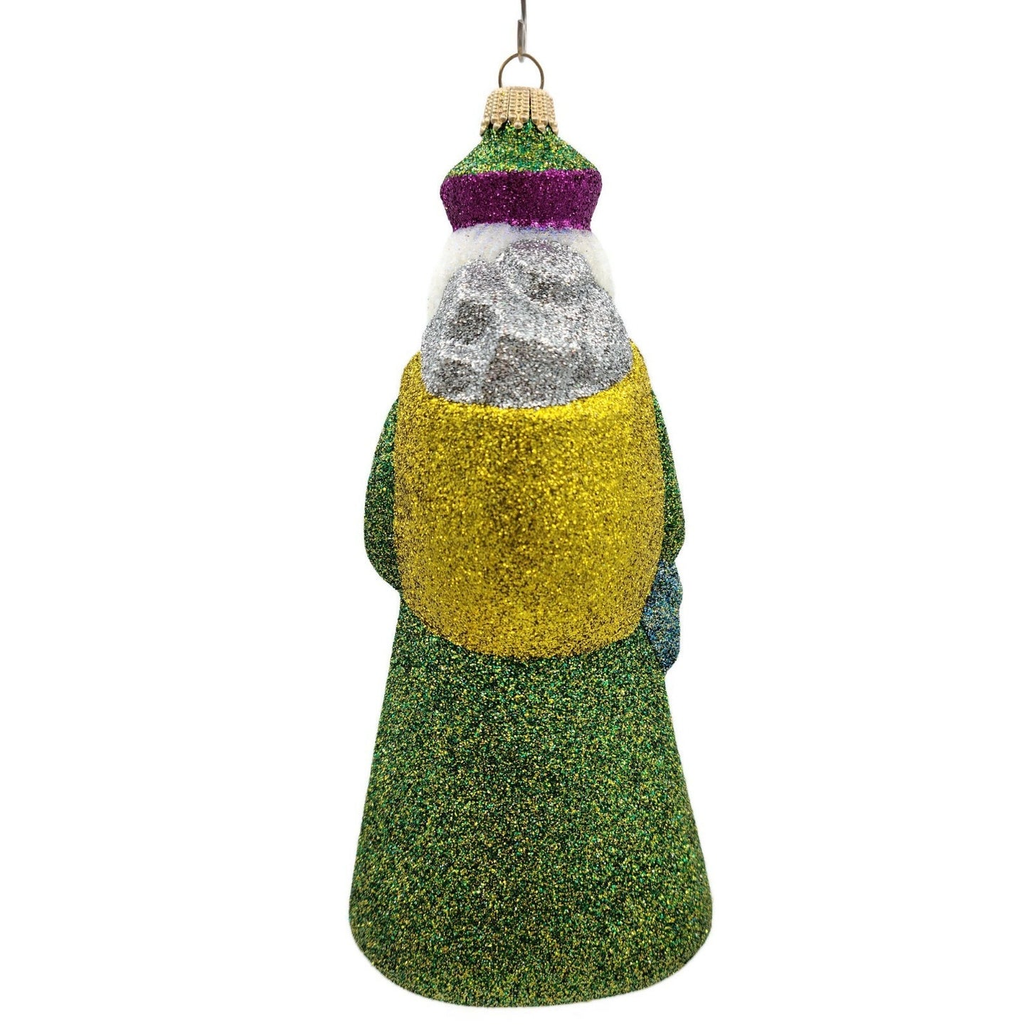 Larry Fraga Chartreuse Sparkler Santa Glitter Series Christmas Tree Ornament