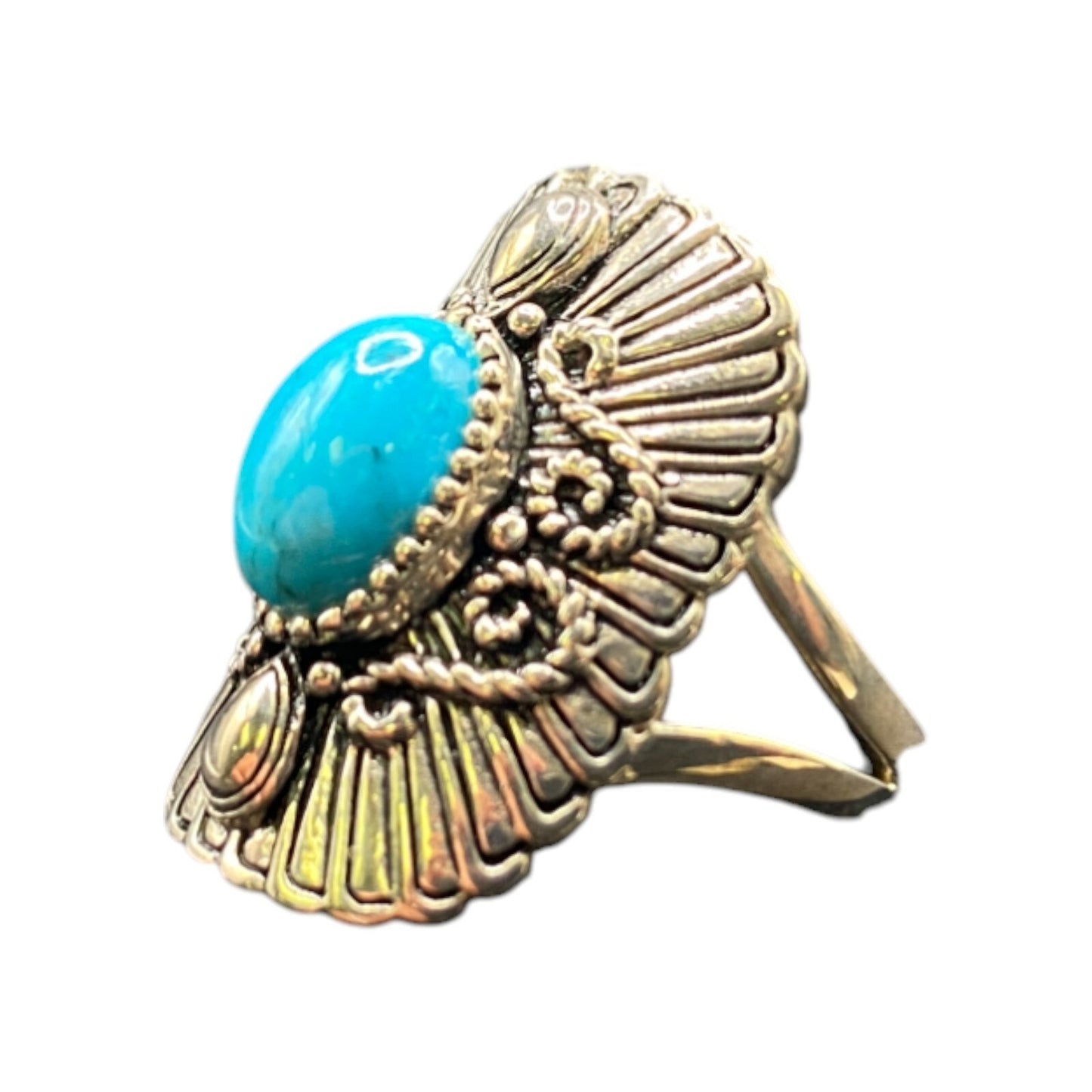 BBJ Ring Sleeping Beauty Turquoise Gemstone Oval 925 Sterling Silver Size 8