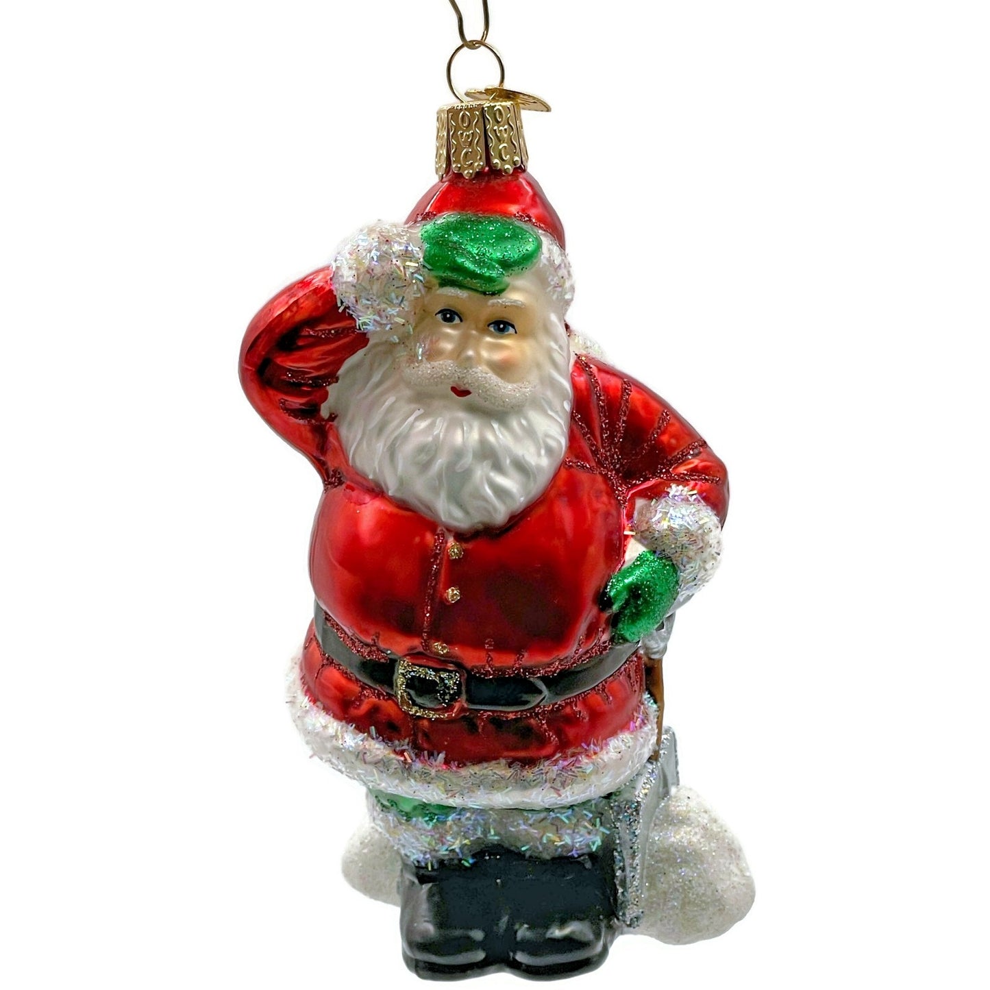 Shoveling Santa Claus Red Winter Old World Christmas Holiday Tree Ornament OWC