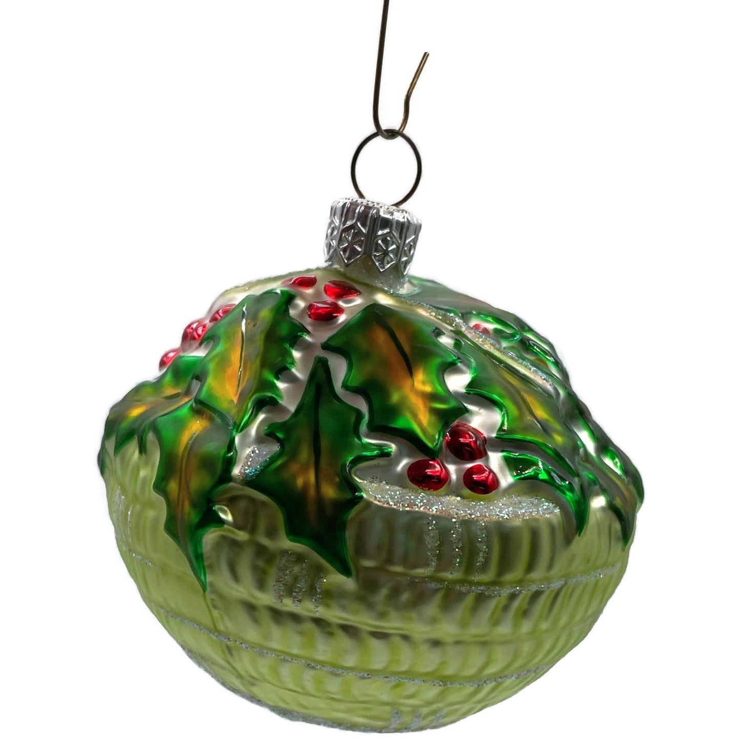 Patricia Breen Holly Basket Green Light Christmas Holiday Tree Ornament