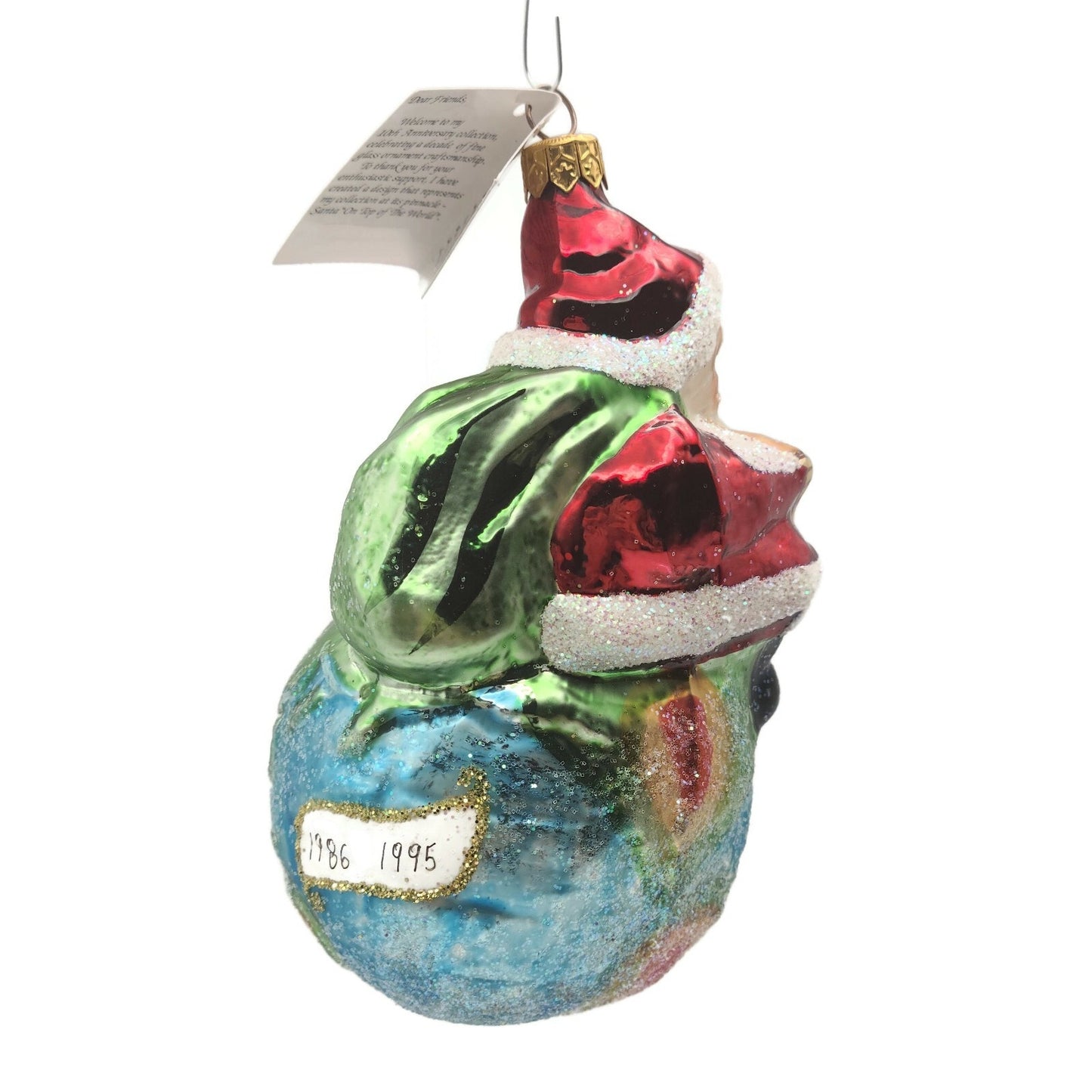 Christopher Radko On Top of the World Santa Claus Glass Christmas Tree Ornament
