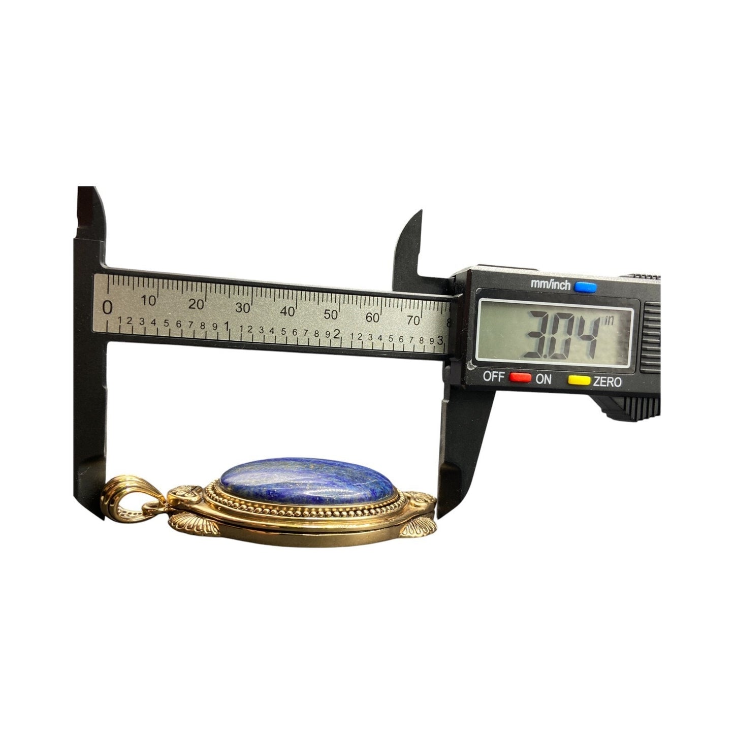 Lapis Lazuli Pendant Cabochon Gemstone Oval Shaped Gold Tone Metal Thailand