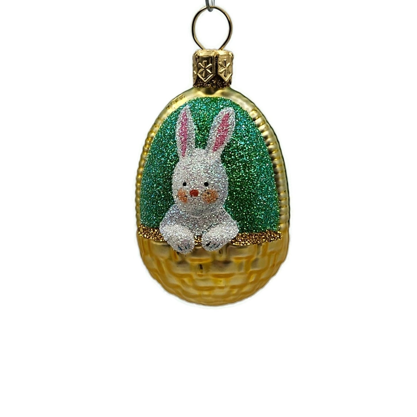 Patricia Breen Bunny Basket Blown Glass Easter Holiday Christmas Tree Ornament