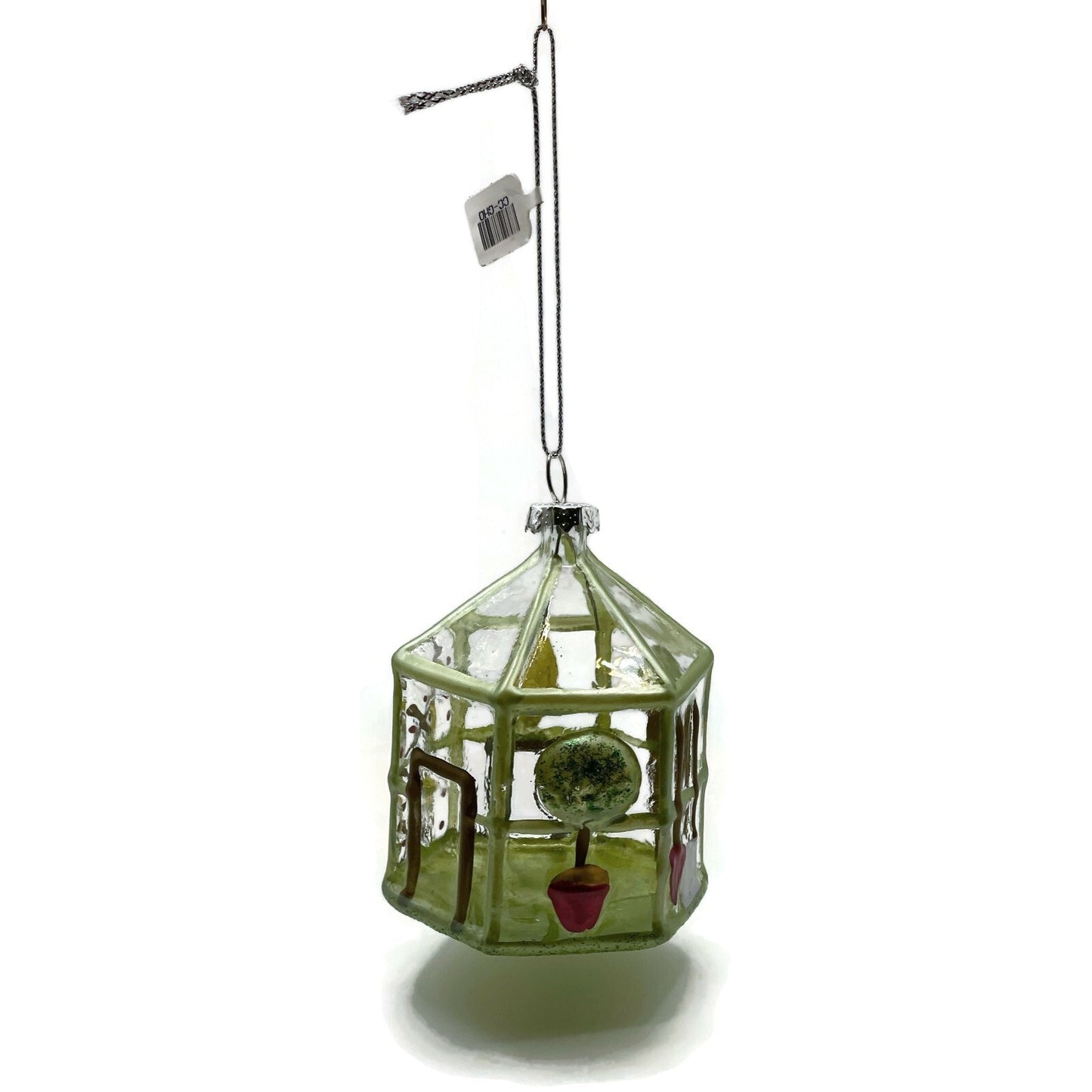 Garden Flowers Greenhouse Ornament Blown Glass Glittered Christmas Tree Decor