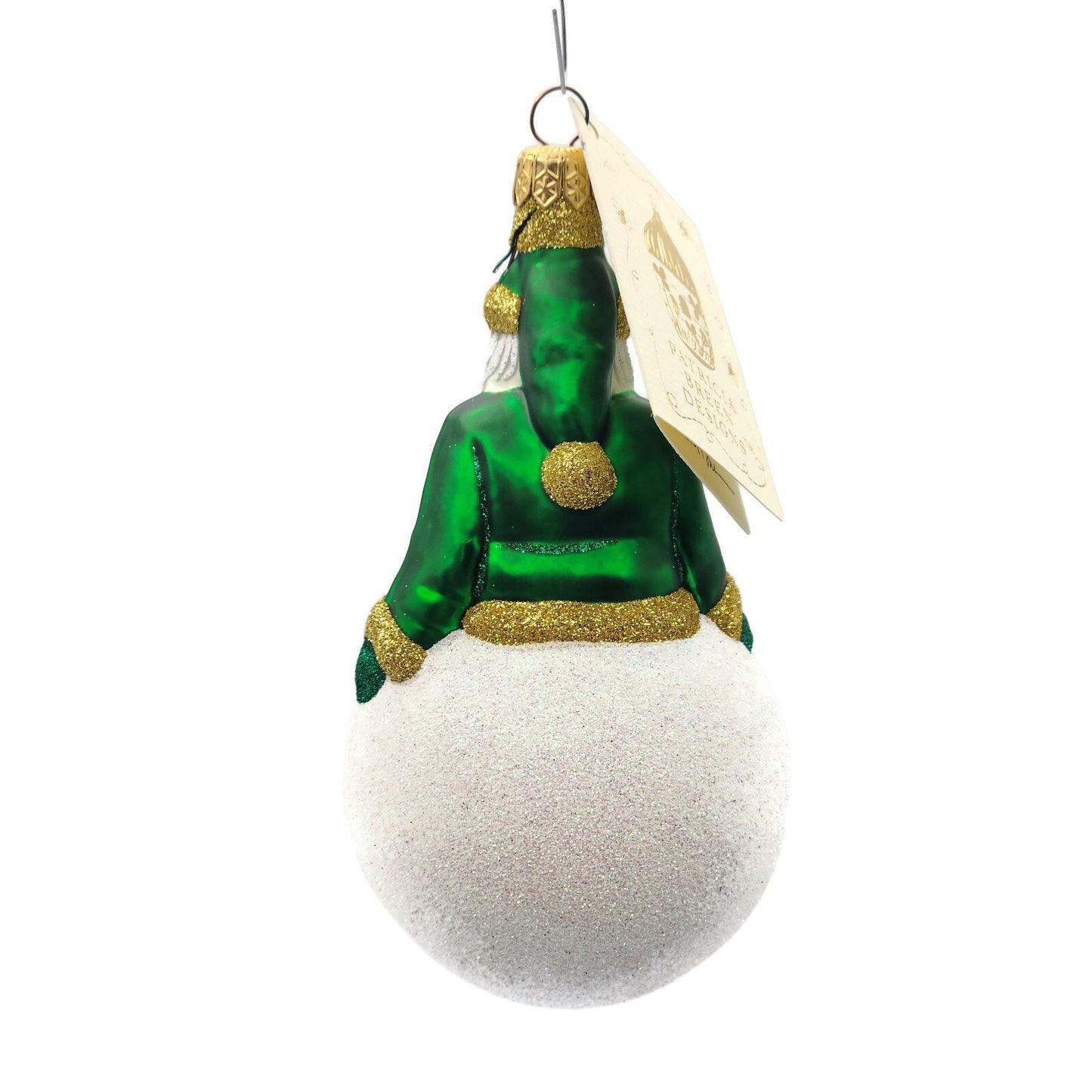 Patricia Breen Snowbound Santa Claus Green Gold Christmas Holiday Tree Ornament