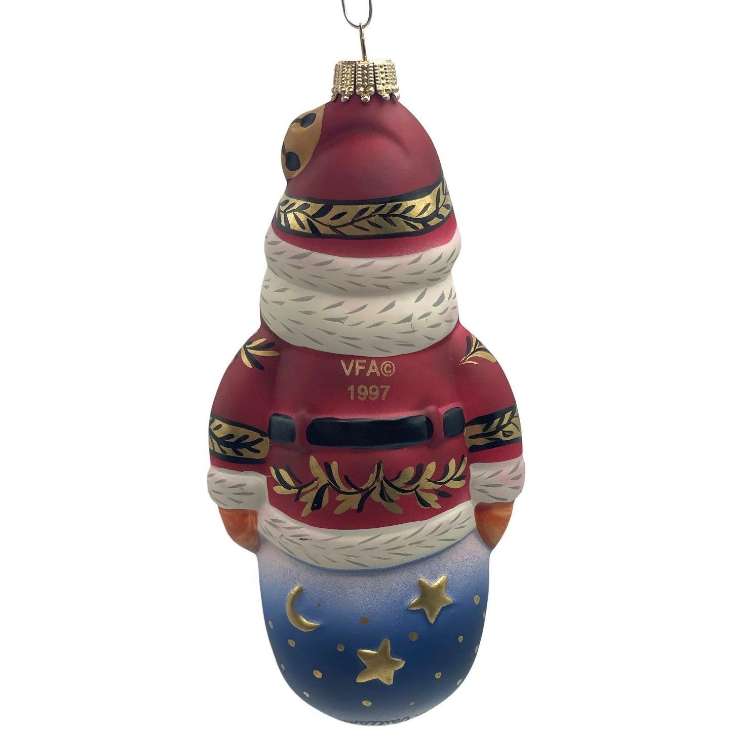 Vaillancourt Santa with Bell Red Coat Folk Art Chalk Christmas Tree Ornament