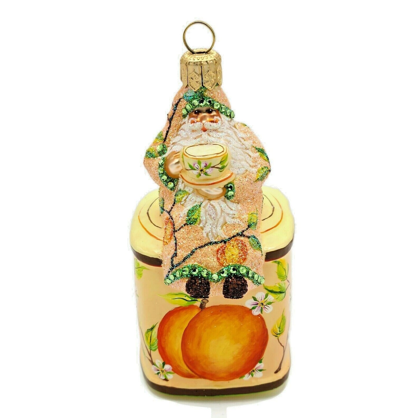 Patricia Breen Tea Time Santa Peach Tea Party Free Standing Holiday Ornament