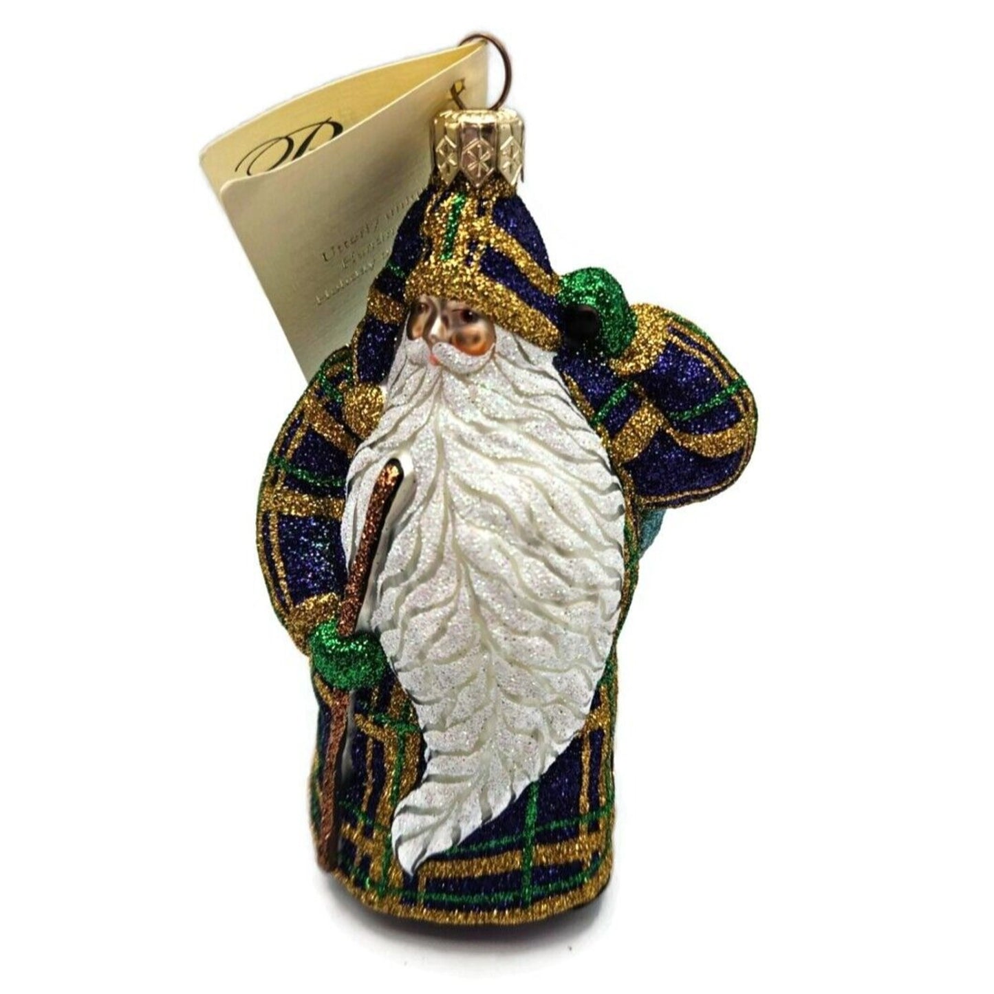 Patricia Breen Santa For Jason Plaid Purple Glittered Christmas Holiday Ornament