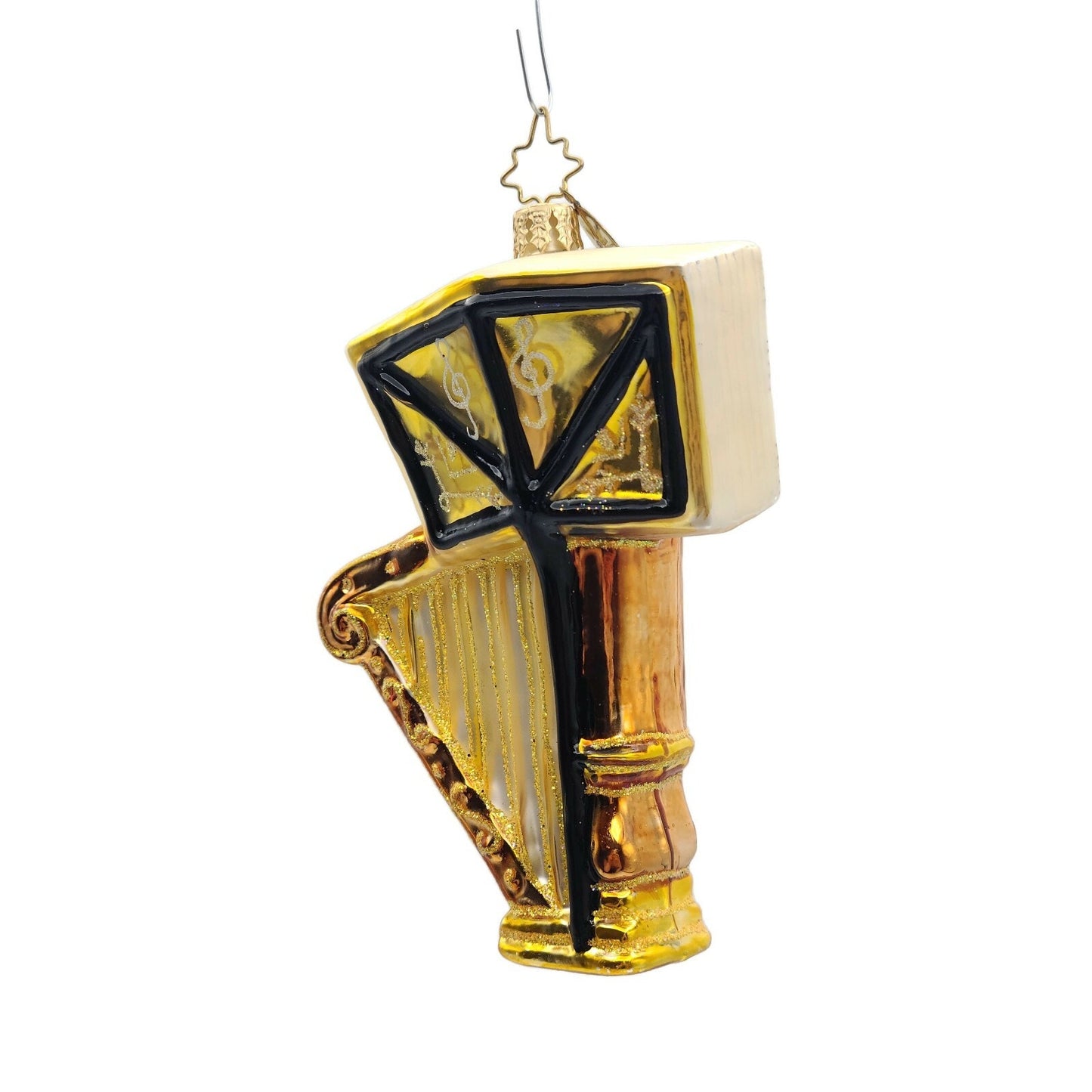 Christopher Radko Sounding Joy Harp Blown Glass Christmas Holiday Tree Ornament