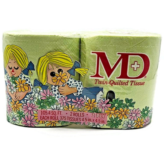 Vintage MD Toilet Paper Green Twin Quilted Bathroom Tissue 2 Rolls 2 Ply NEW