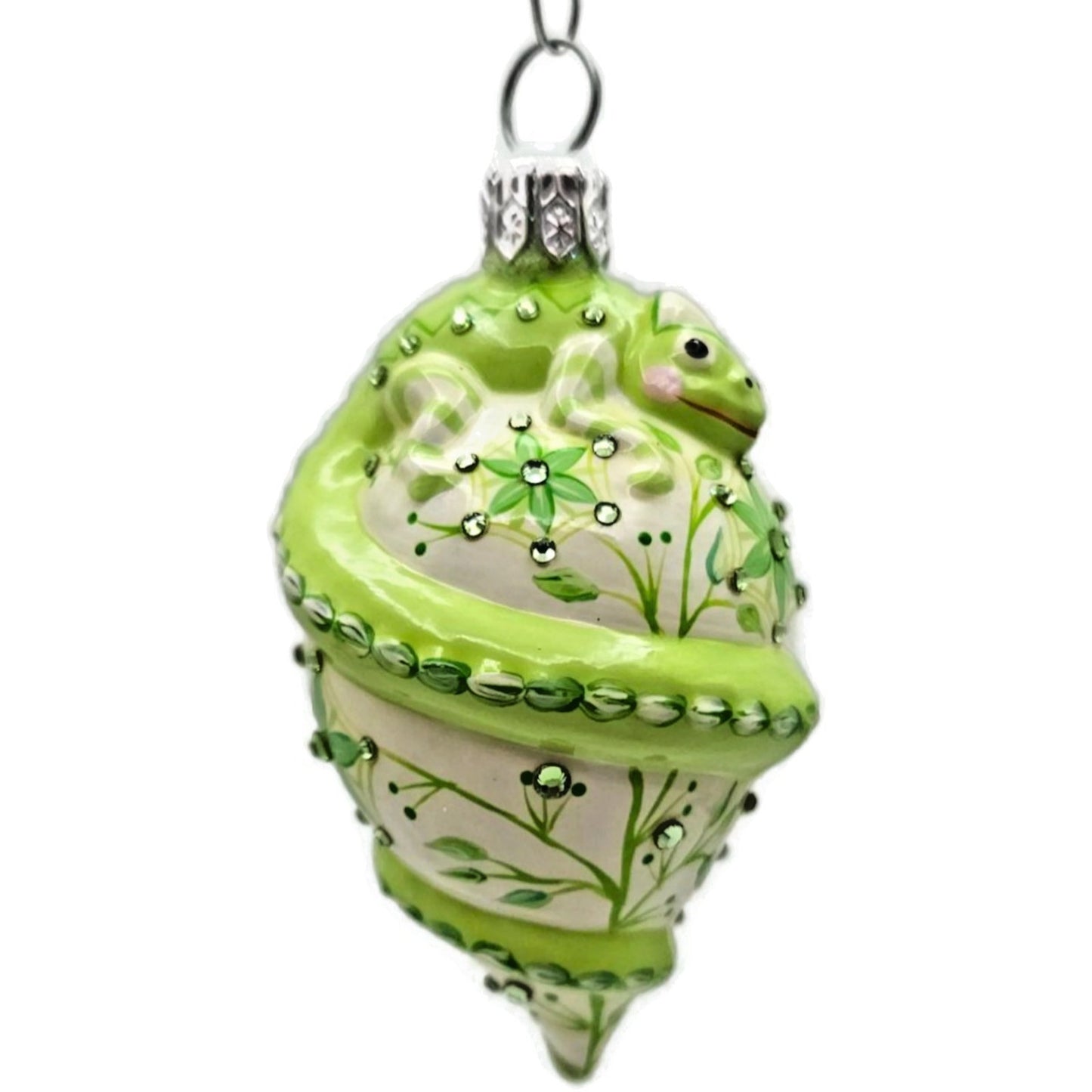 Patricia Breen Topping Chameleon Chinoiserie Green Spring Christmas Ornament