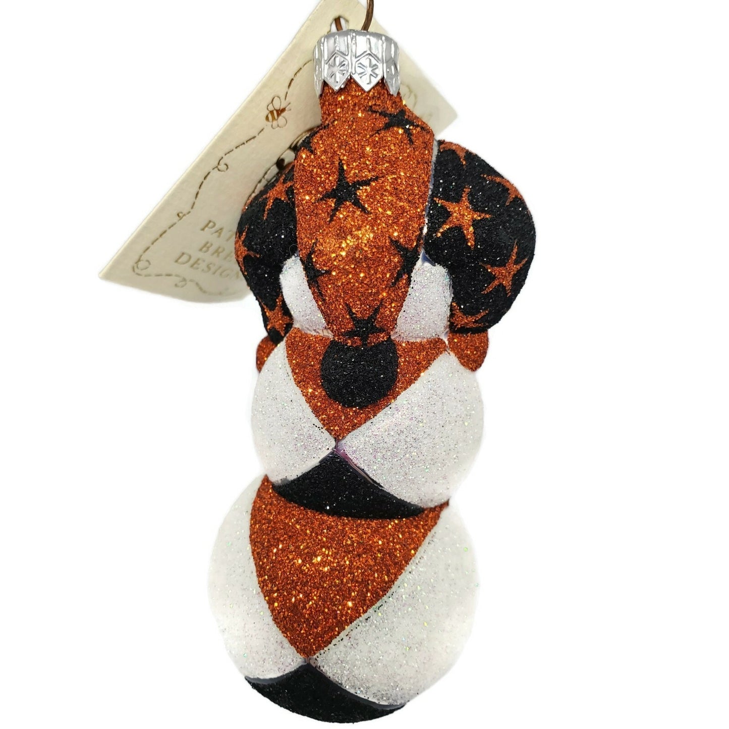 Patricia Breen Halloween Harlequin Snowman Orange Black Holiday Ornament