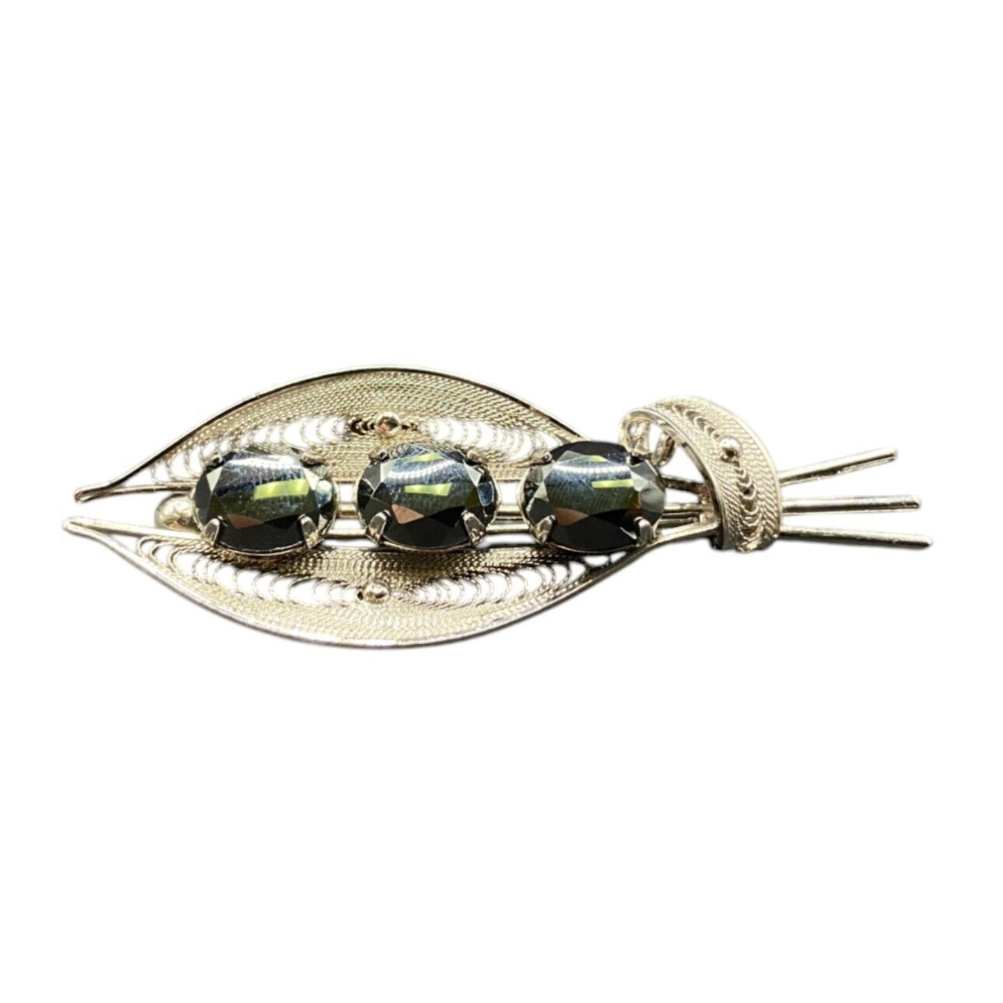 Sorrento 925 Sterling Silver Hematite Jewelry Set Necklace Brooch Earrings