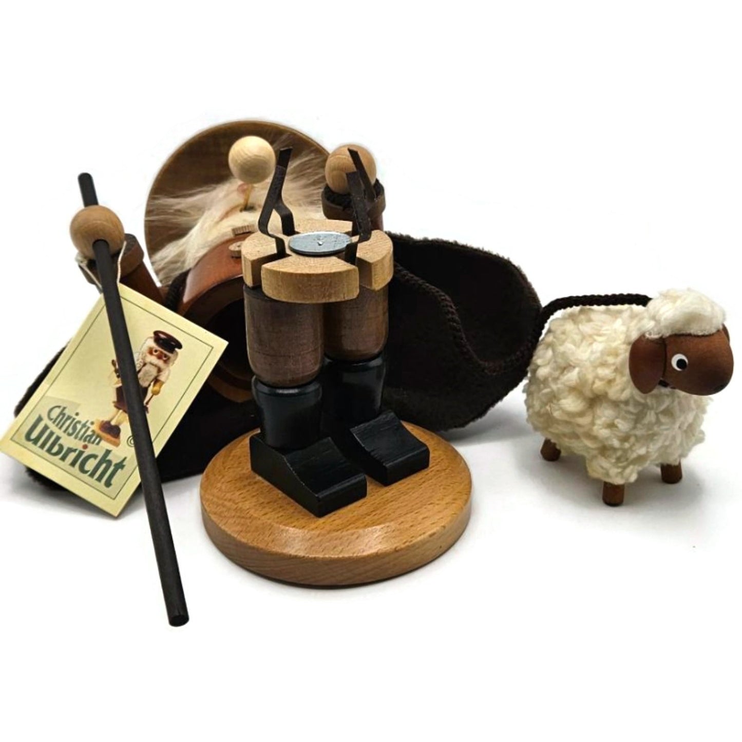 Christian Ulbricht Natural Shepherd Santa Smoker Incense Burner Christmas Decor