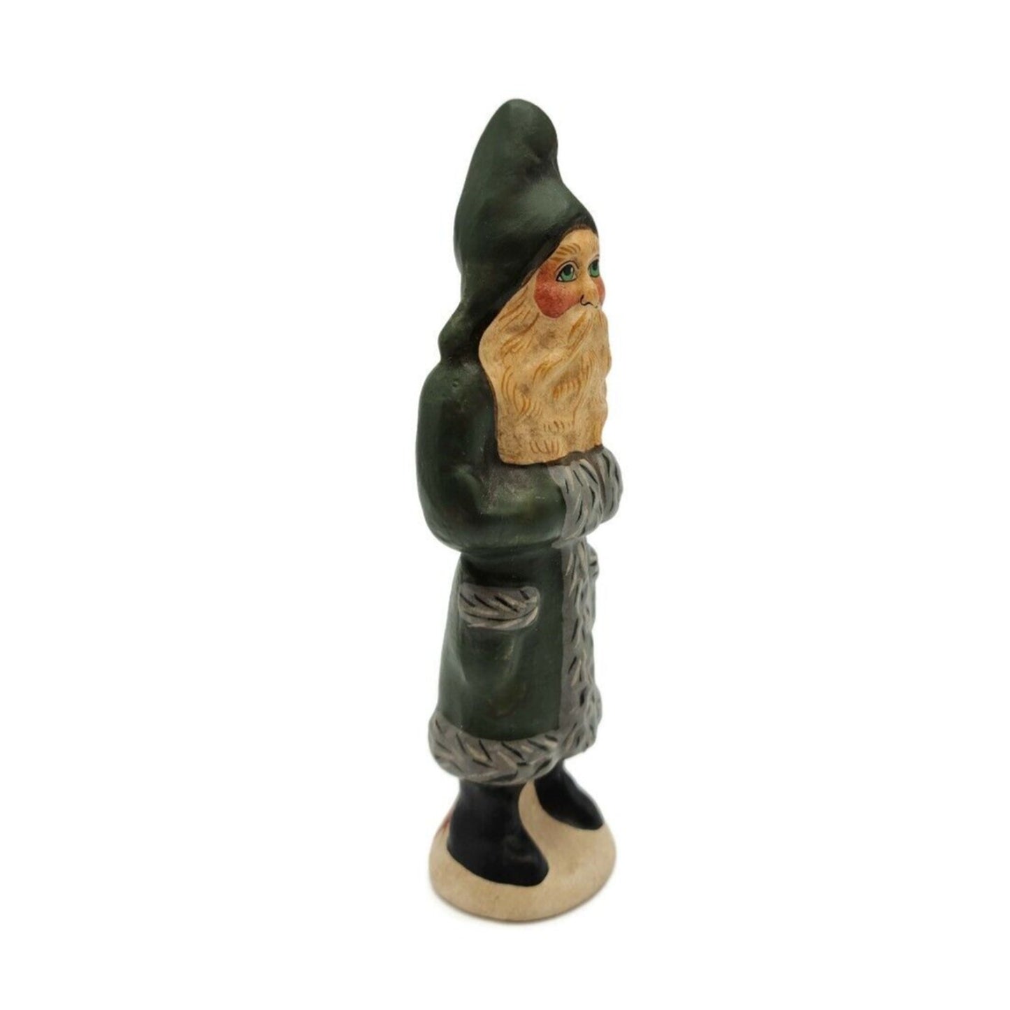 Vaillancourt Belsnickel with Green Coat Tammy Lajoie Signed Chalkware Figurine