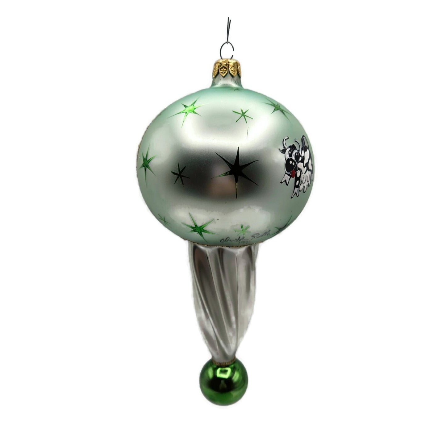 Christopher Radko Moon Jump Stars Cow Christmas Holiday Tree Ornament 93-423-0