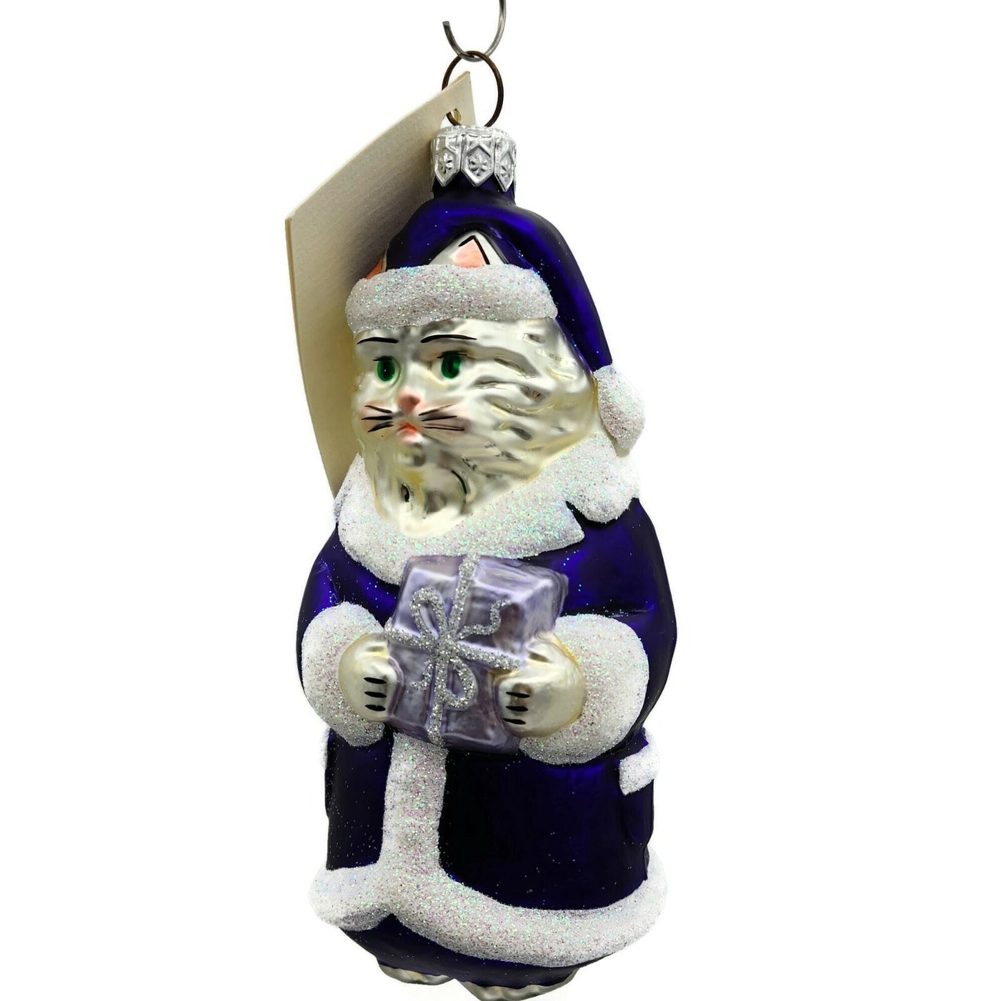 Patricia Breen Kitty Claus Purple Matte White Cat Christmas Holiday Ornament