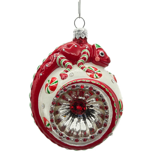 Patricia Breen Happy Holidays Hamish Peppermint Chameleon Christmas Ornament