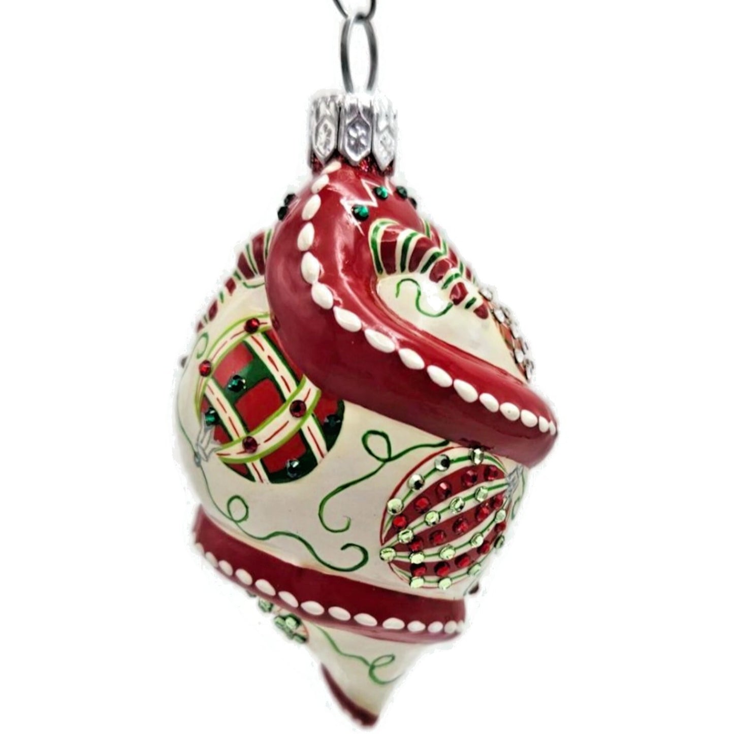 Patricia Breen Topping Chameleon Winter Striped Holly Christmas Tree Ornament