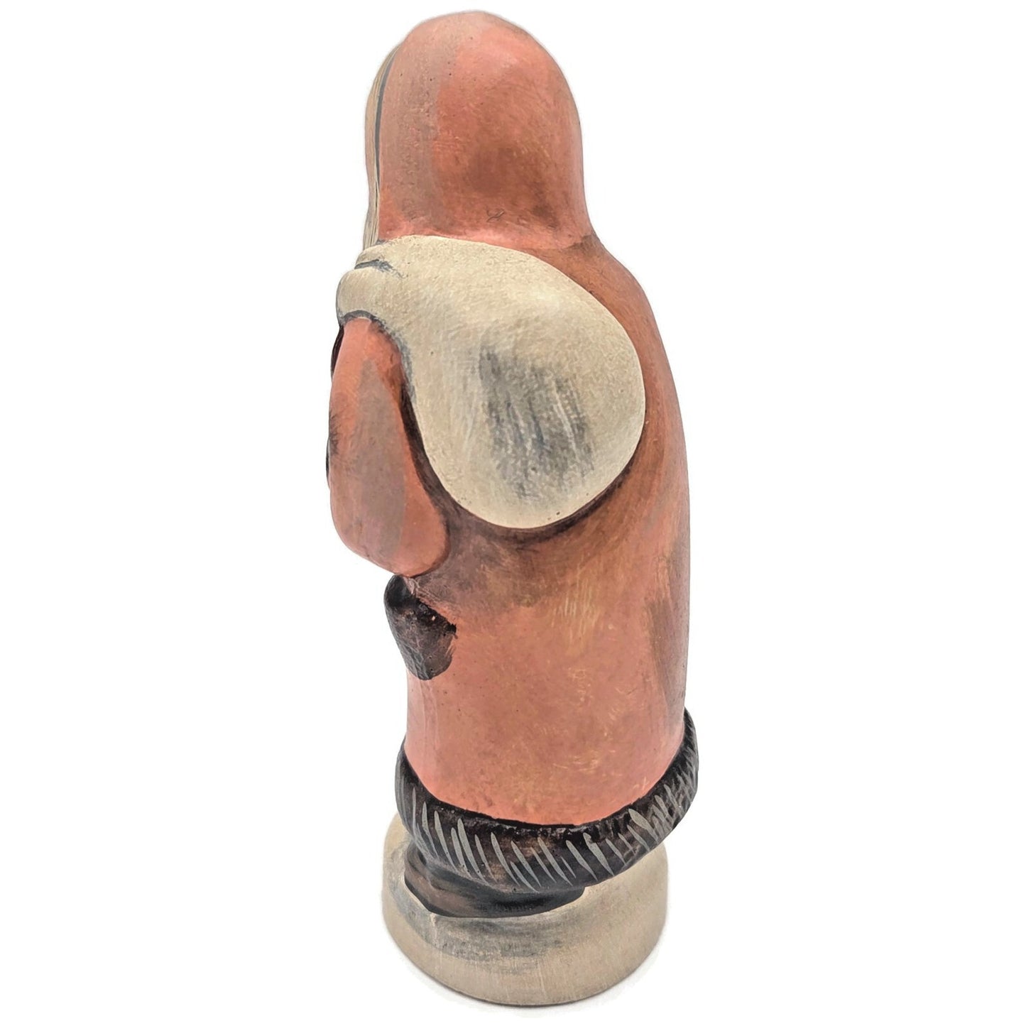 Vaillancourt Hunched Apricot Father Christmas Chalkware Folk Art Signed Figurine
