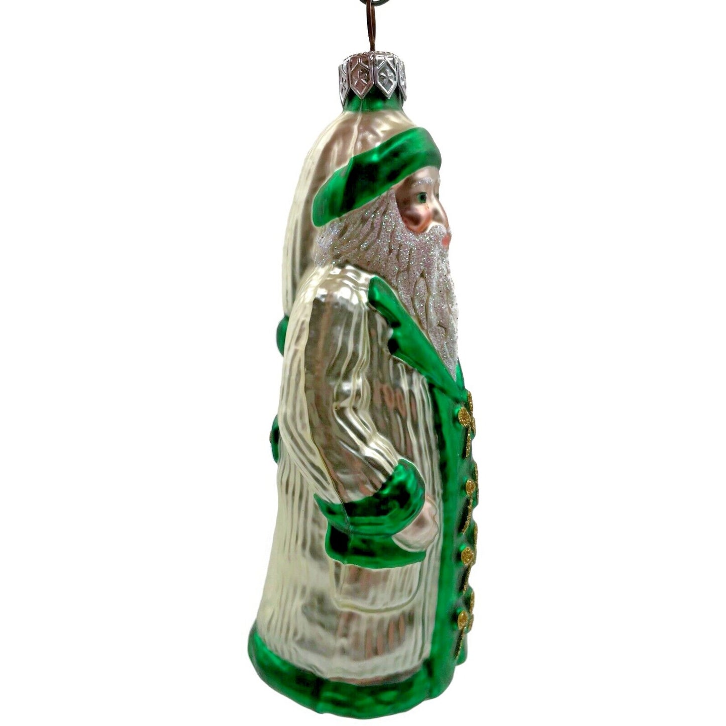 Patricia Breen Clover Santa Claus St Patricks Gold Green Christmas Tree Ornament