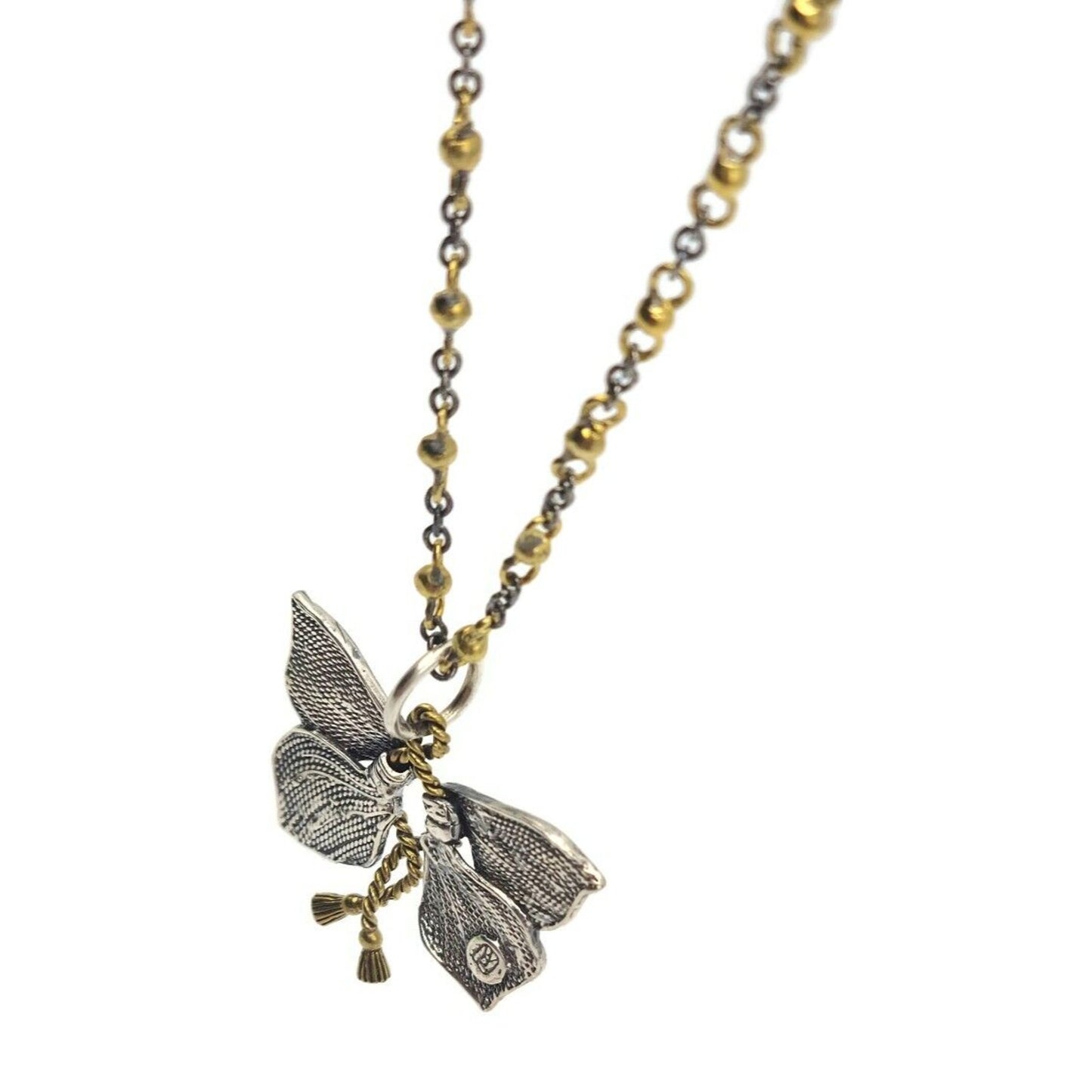 Butterfly Pendant Necklace Chain Two Tone Metal 28 in Joseph K Jewelers