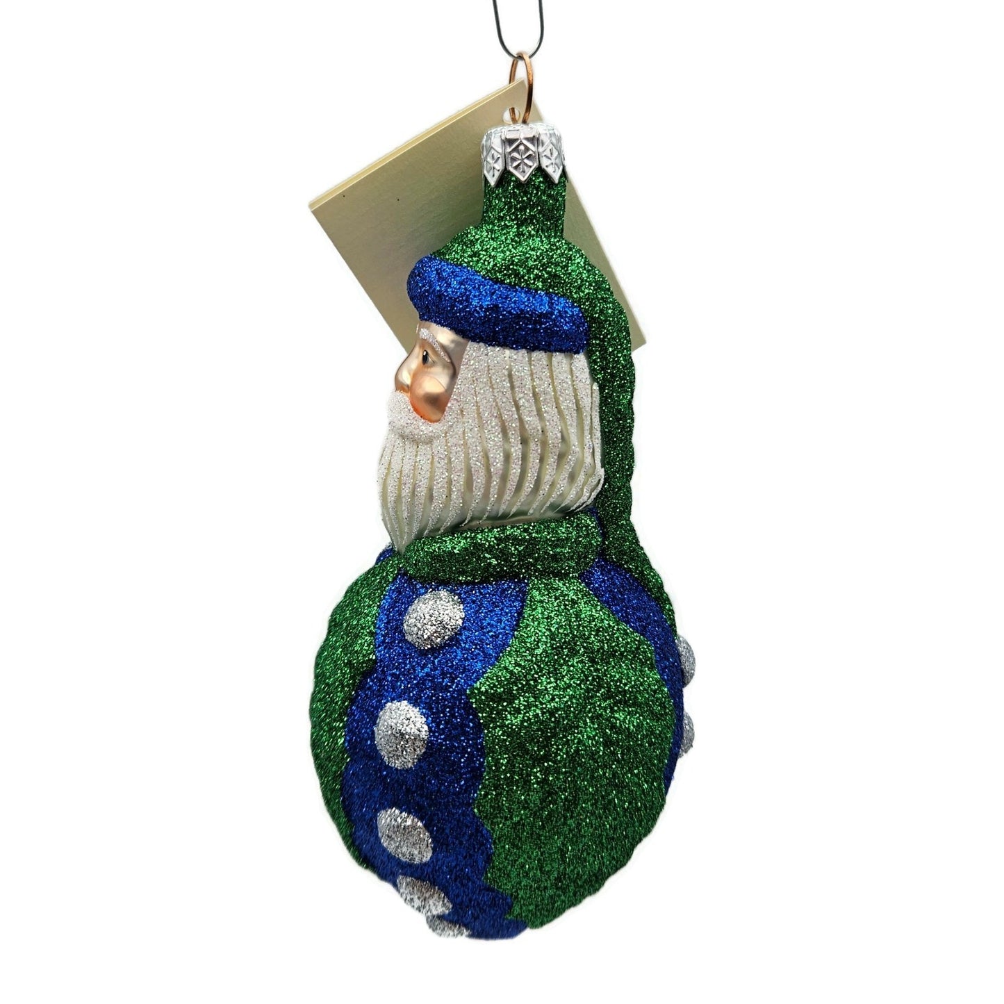 Patricia Breen Hollyberry Santa Claus Blue Green Christmas Holiday Tree Ornament