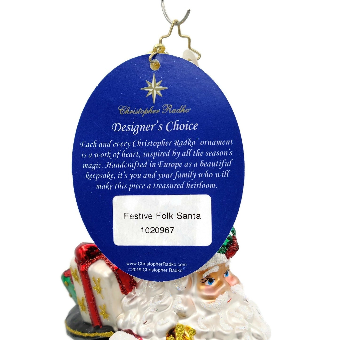 Christopher Radko Festive Folk Santa Claus Christmas Holiday Ornament 1020967