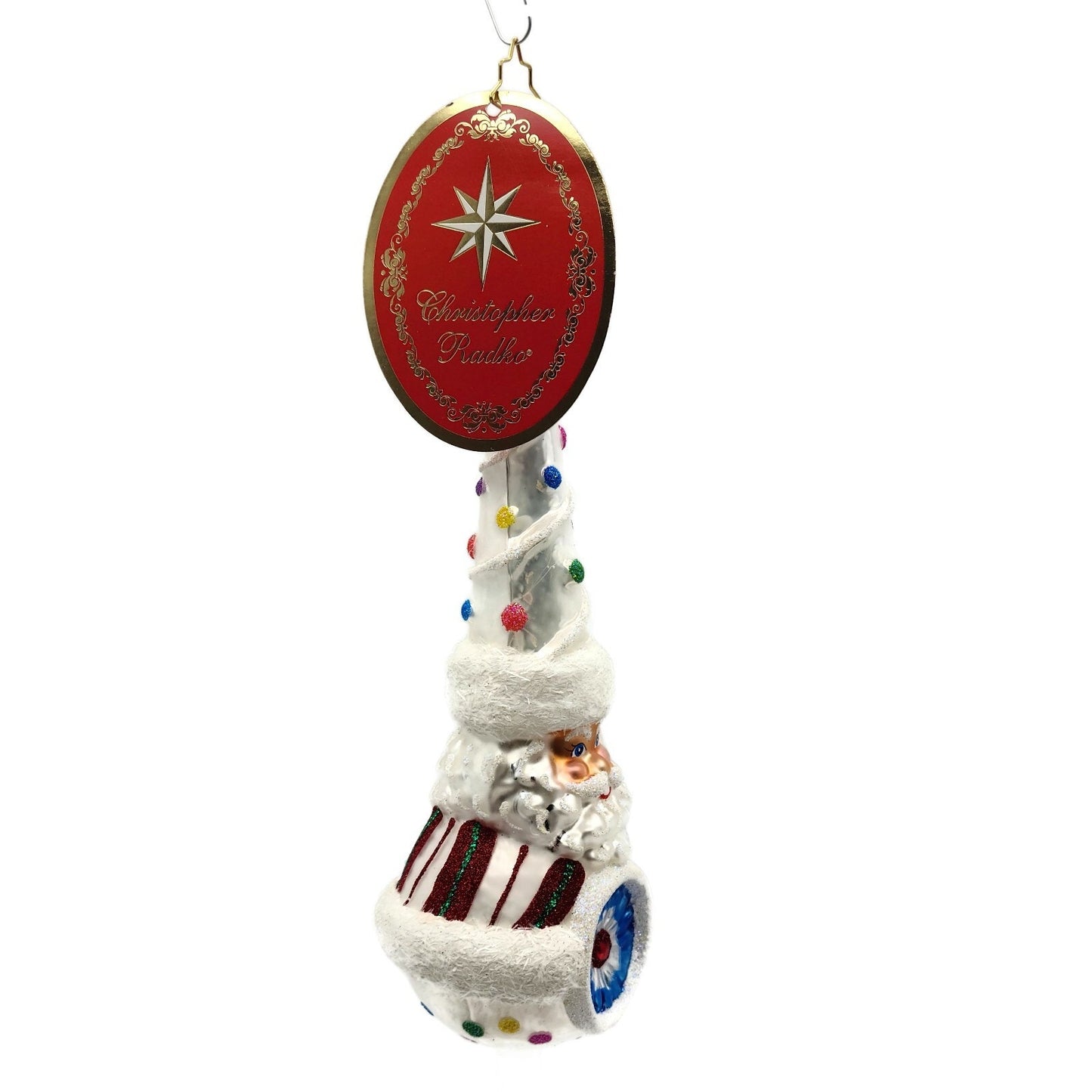 Christopher Radko Candy Dotted Santa Claus Christmas Tree Ornament 1020708
