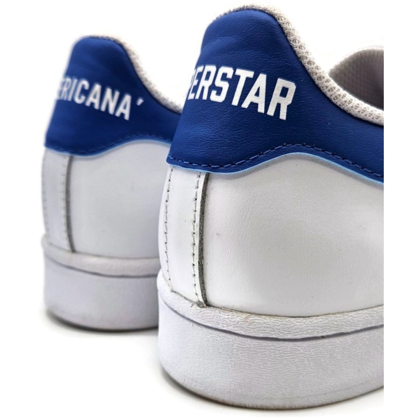 Adidas Superstar White Red Blue Stripe Shoes Ladies Size 9 Shell Toe AC7162