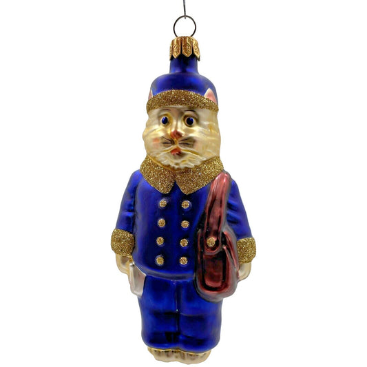 Patricia Breen Le Postal Cat Blue Kitty Valentines Heart Christmas Tree Ornament