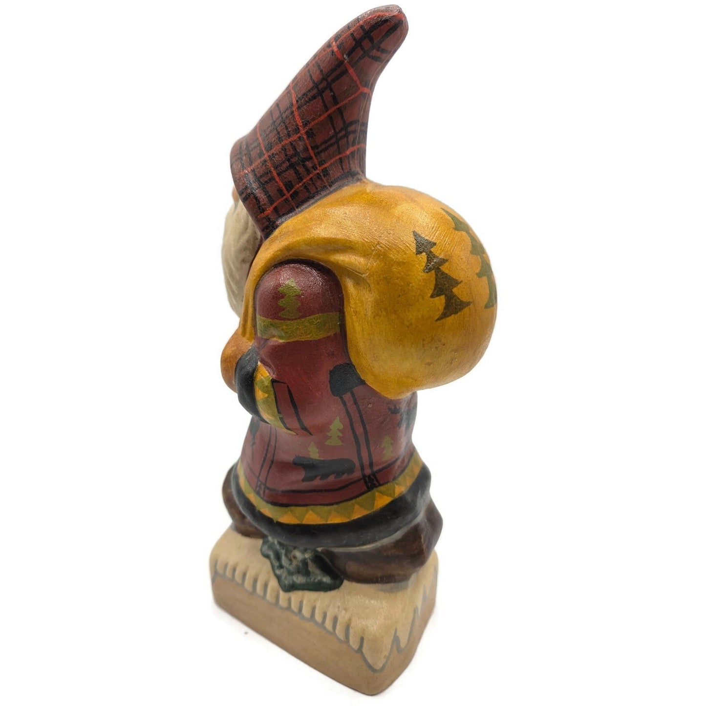 Vaillancourt Father Christmas with Wildlife Coat Chalkware Christmas Figurine