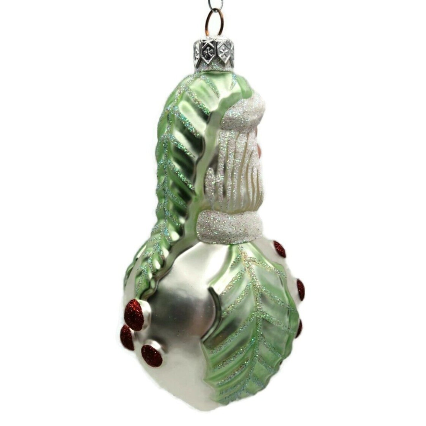 Patricia Breen Hollyberry Santa Pearl Matte Light Green Christmas Tree Ornament