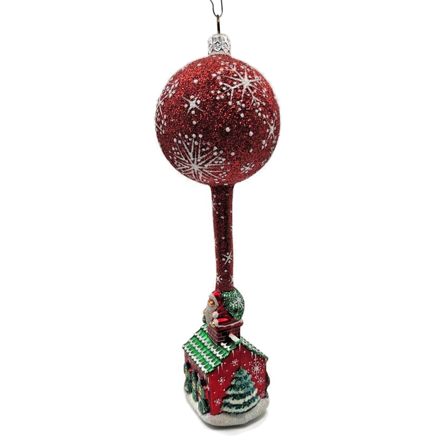 Patricia Breen Hes Here Red Santa Claus Snowflakes House Christmas Tree Ornament