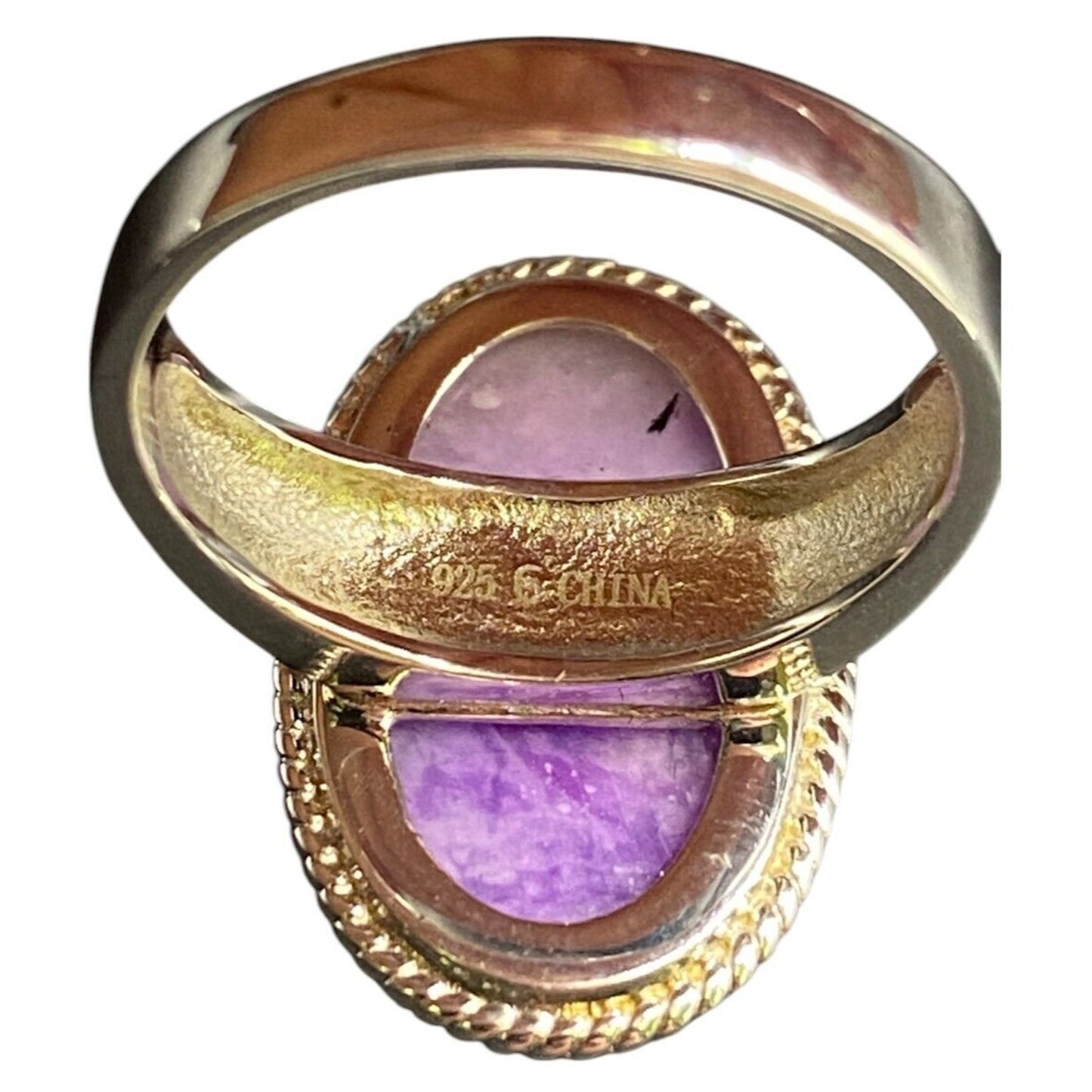 Filigree Ring Purple Amethyst Crystal Gemstone Oval 925 Sterling Silver Size 8