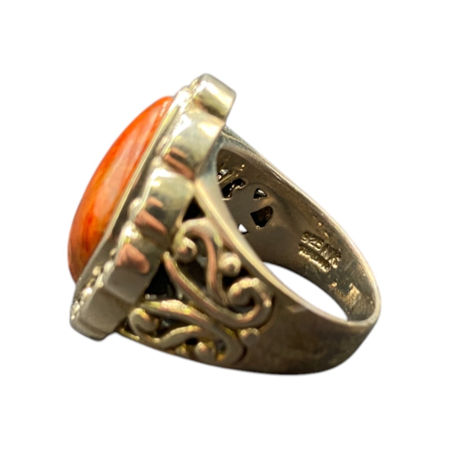 Orange Jasper Ring Gemstone 925 Sterling Silver Cocktail NK Thailand Size 8