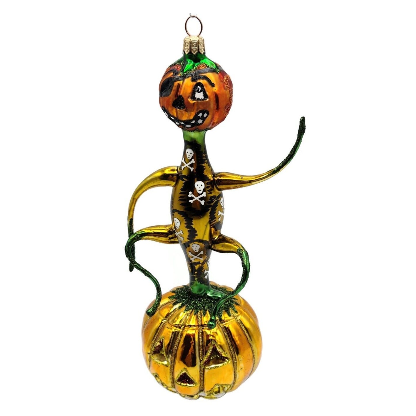 Slavic Treasures Jack on Jack Pumpkin Skull Halloween Tree Ornament D-20M-08