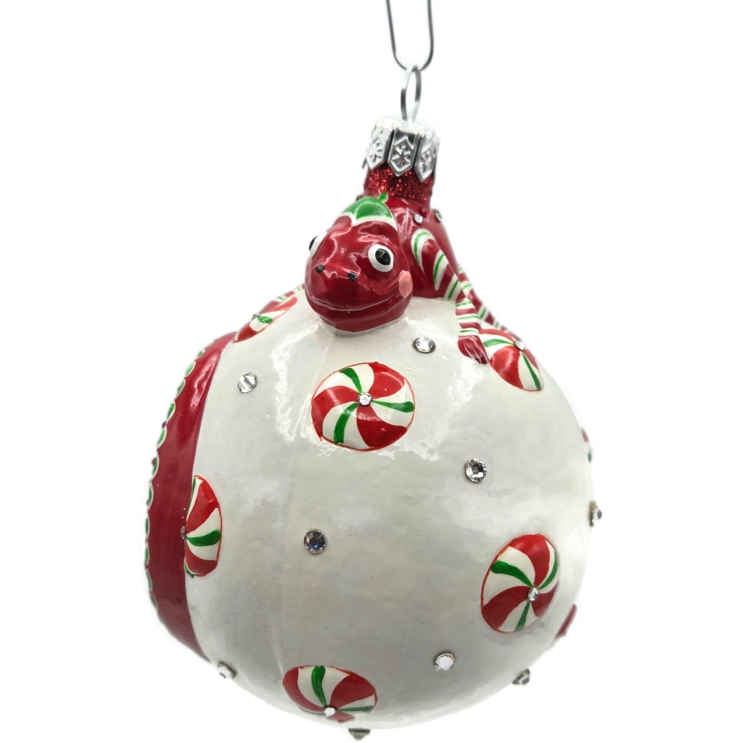 Patricia Breen Happy Holidays Hamish Peppermint Chameleon Christmas Ornament