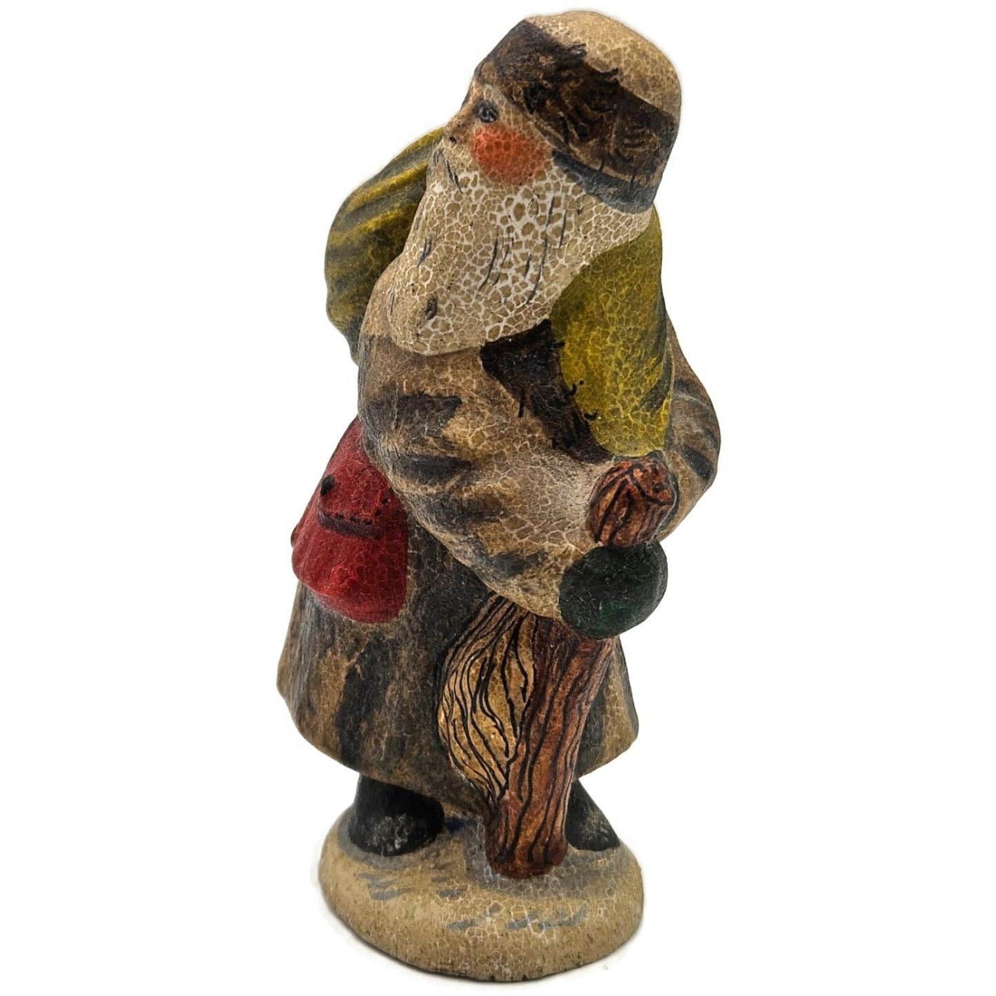 Vaillancourt Belsnickel in Brown Coat with Switches Stick Christmas Chalkware