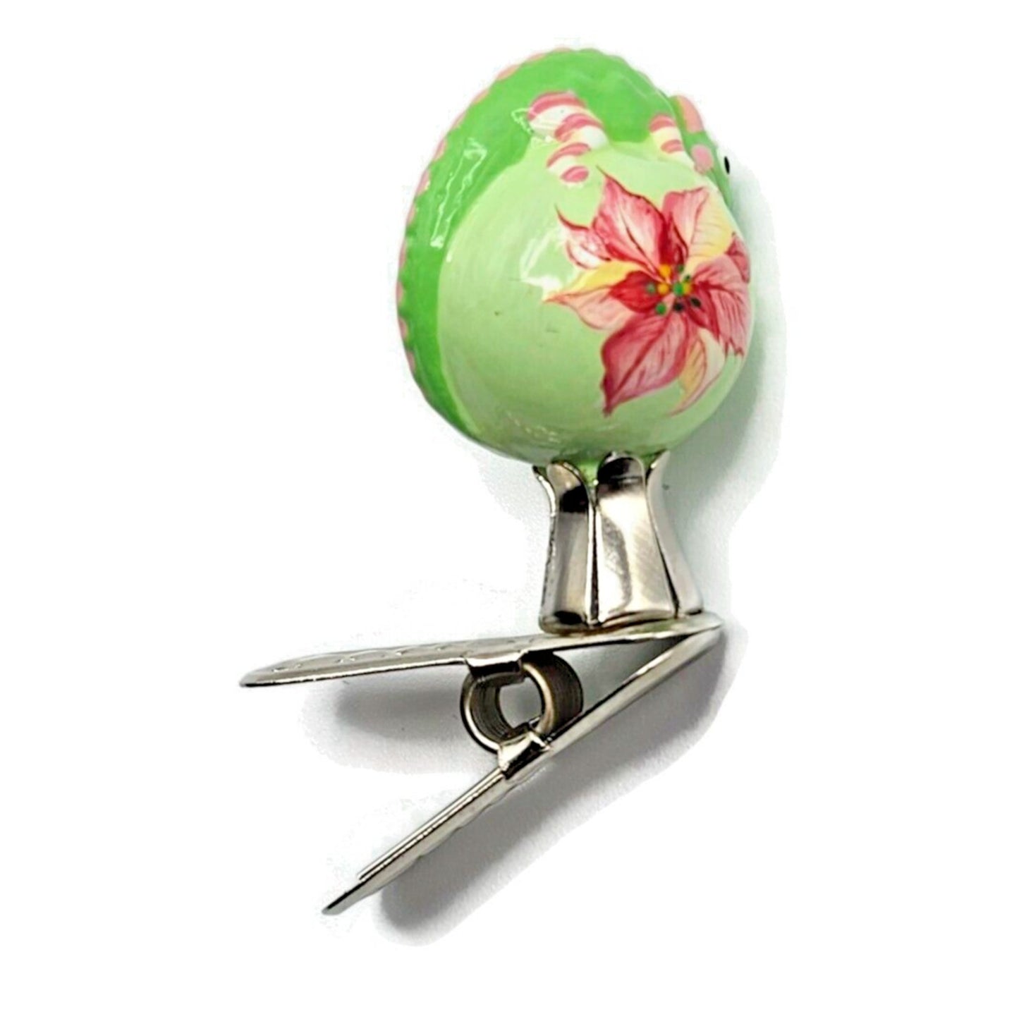 Patricia Breen Petite Miniature Chameleon Poinsettia Christmas Clip on Ornament