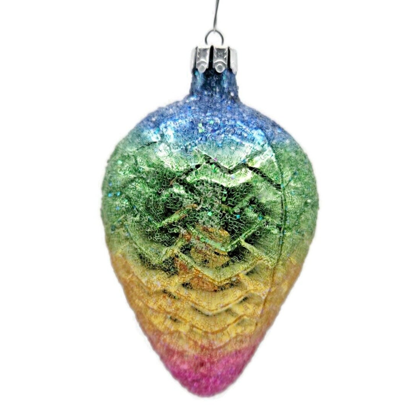 Christopher Radko Rainbow Pine Cone Glass Christmas Tree Ornament 91-105-0