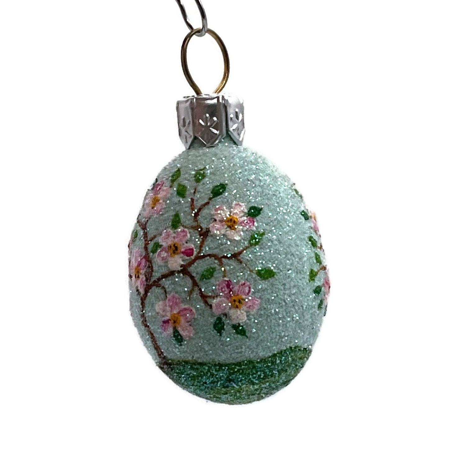 Patricia Breen Miniature Egg Surprise Cherry Blossom Tree Blue Easter Ornament