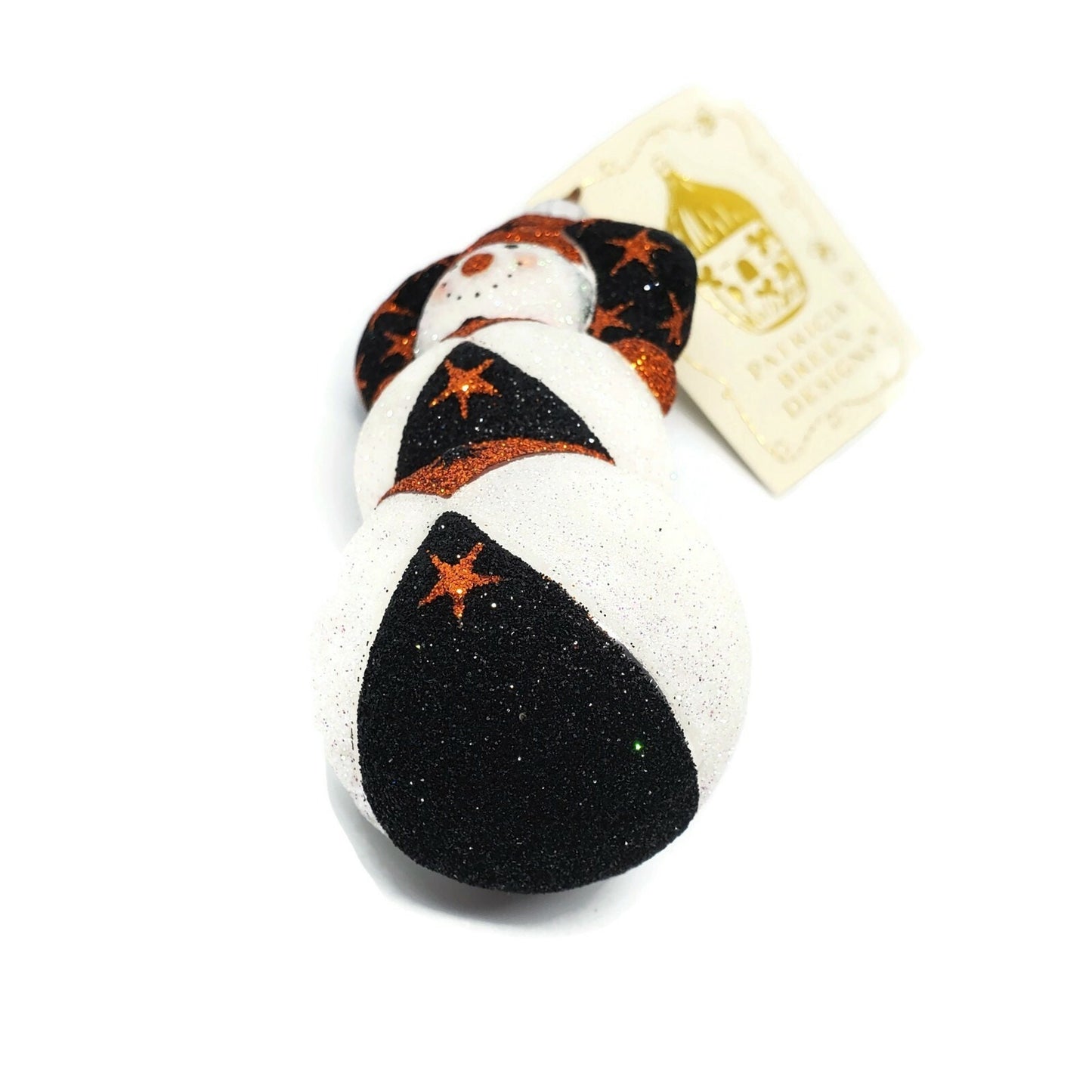 Patricia Breen Halloween Harlequin Snowman Orange Black Holiday Ornament
