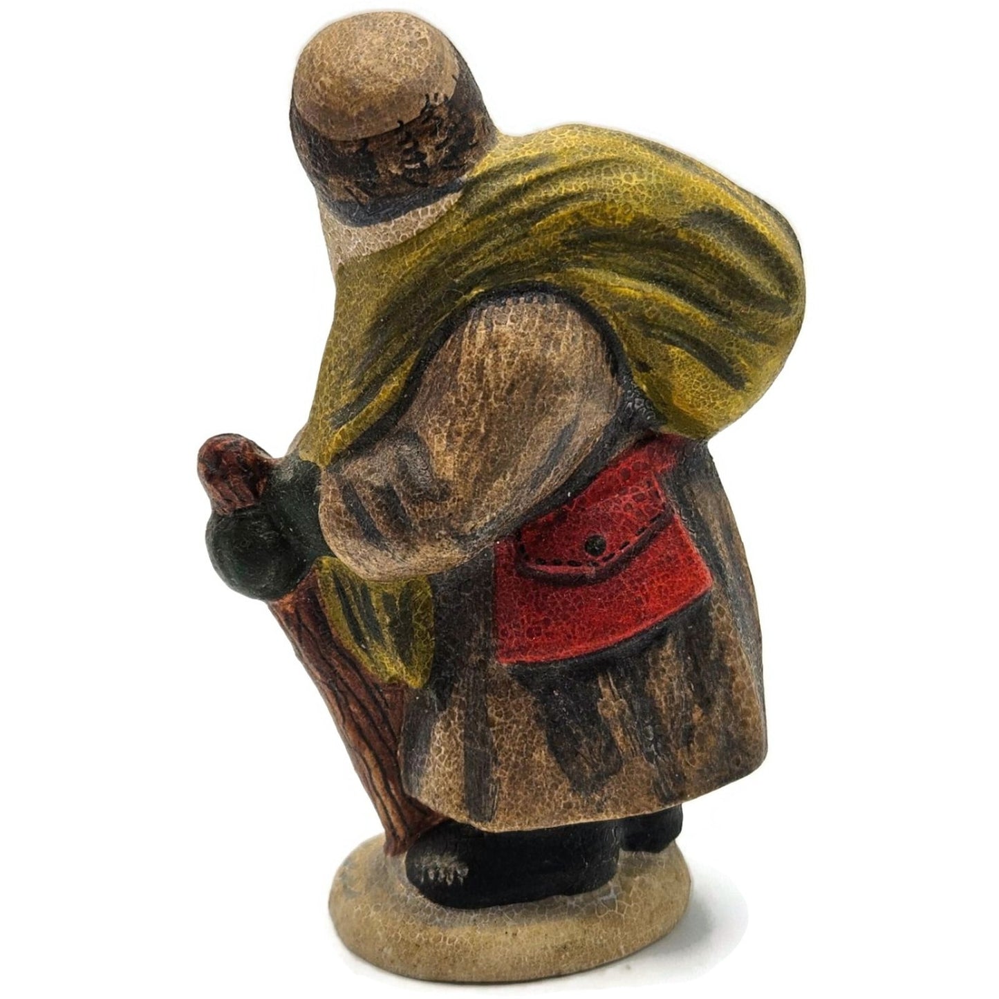 Vaillancourt Belsnickel in Brown Coat with Switches Stick Christmas Chalkware
