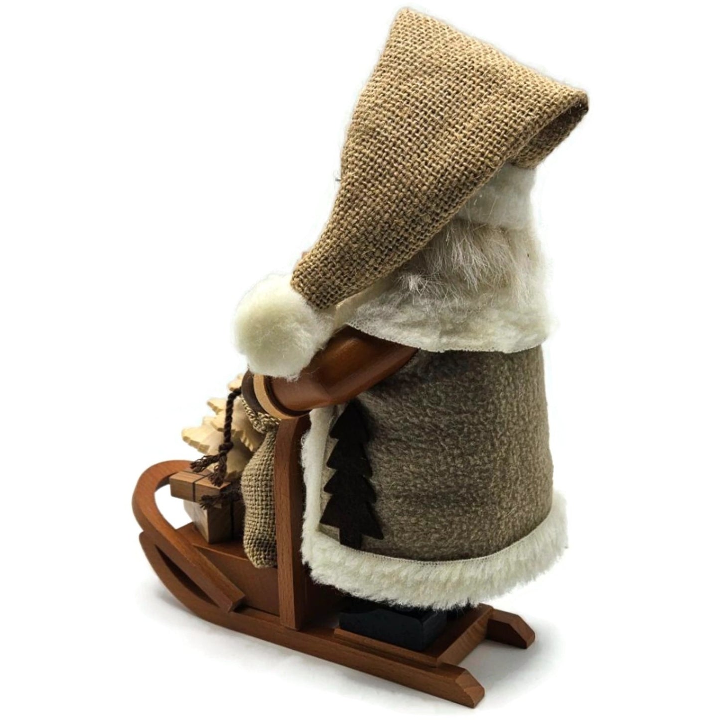 Christian Ulbricht Natural Santa on Sled Smoker Handcrafted Germany Wooden Figur