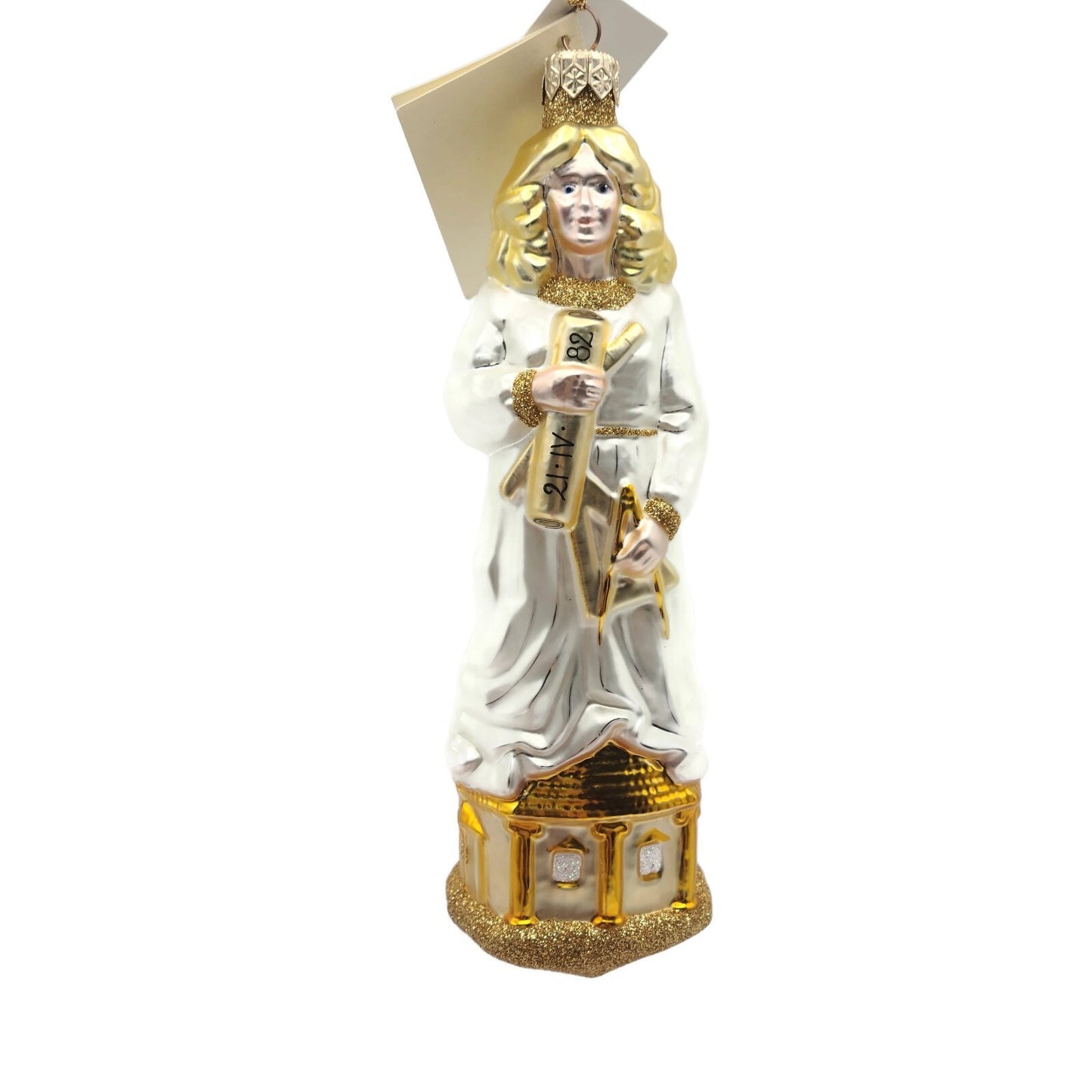 Patricia Breen Saint Barbara Pearl White Gold Religious Christmas Tree Ornament
