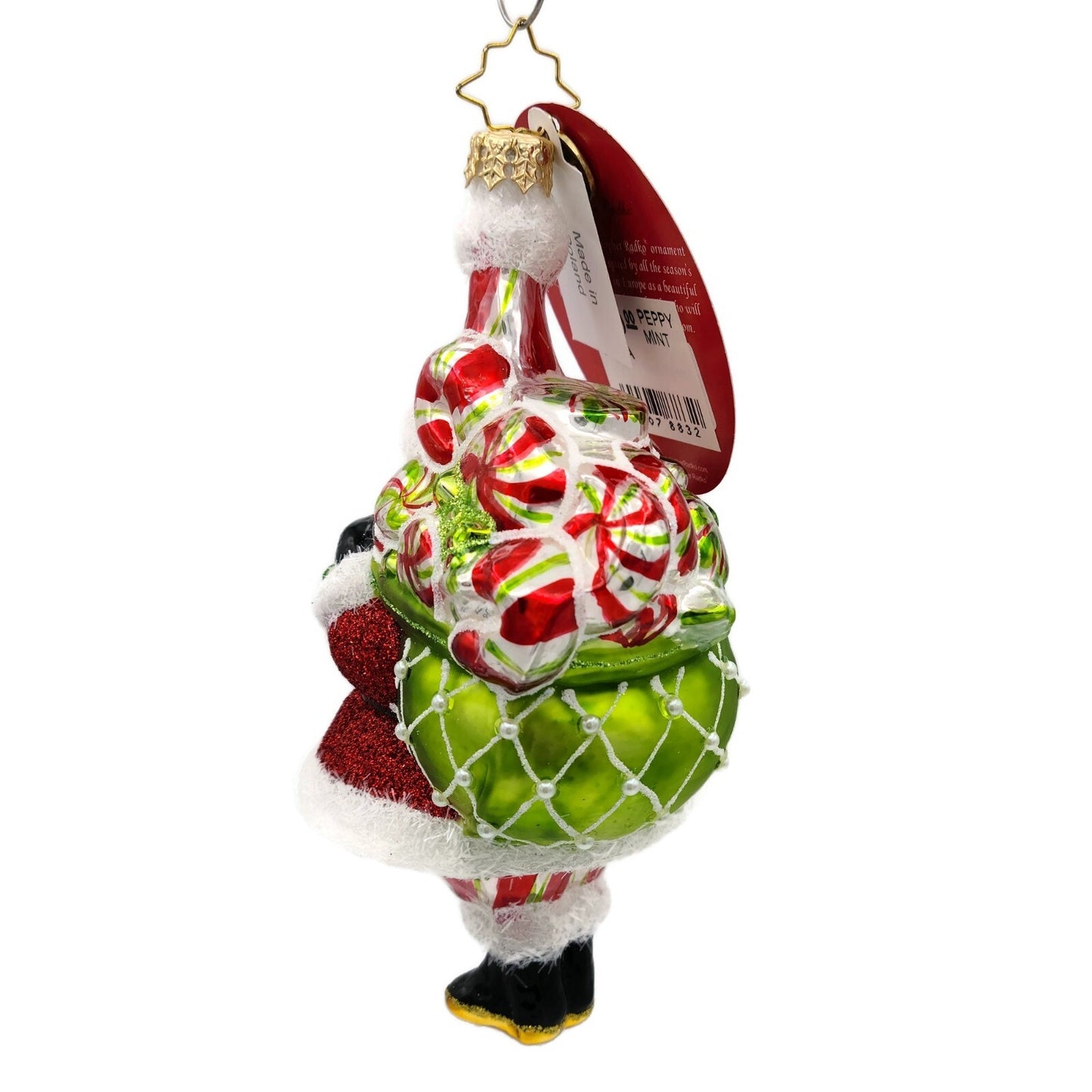 Christopher Radko Peppy Mint Santa Christmas Tree Holiday Ornament 1021185