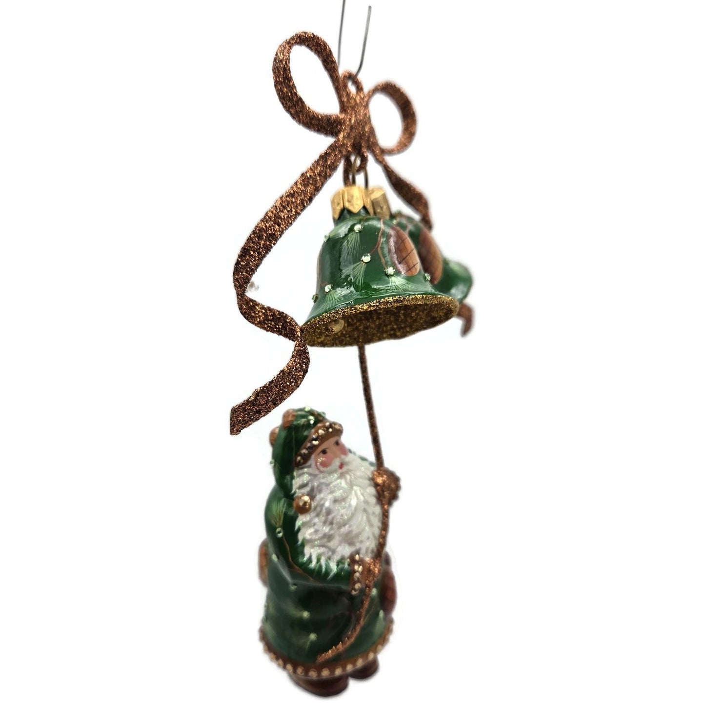 Patricia Breen Bellissimo Santa Claus Pine Cones Green Christmas Tree Ornament