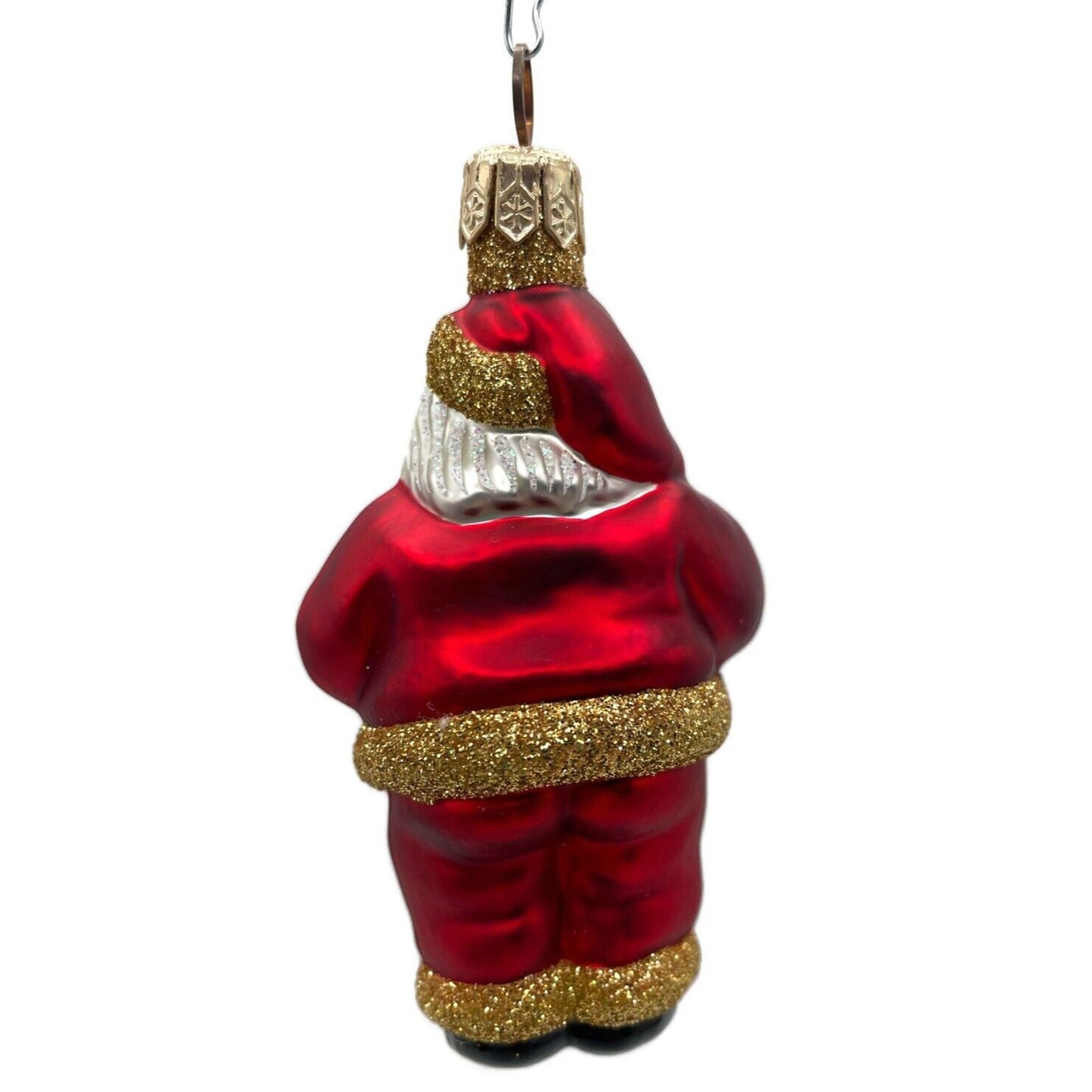 Patricia Breen Miniature Ho Ho Ho Red Gold Santa Claus Christmas Tree Ornament